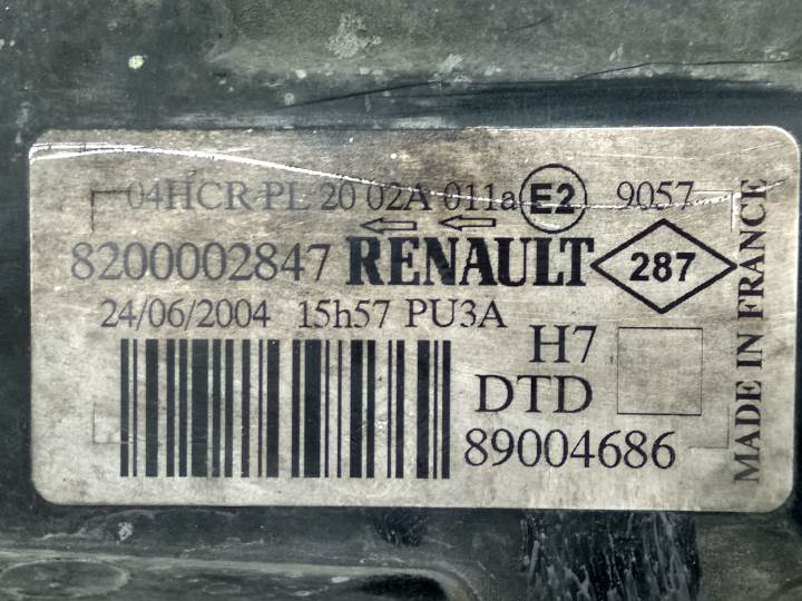 Headlamp rh F9Q750 8200002847 de Renault Laguna ii (bg0/1_) 2001-2007 120 CV con 145857 km - pieza usada