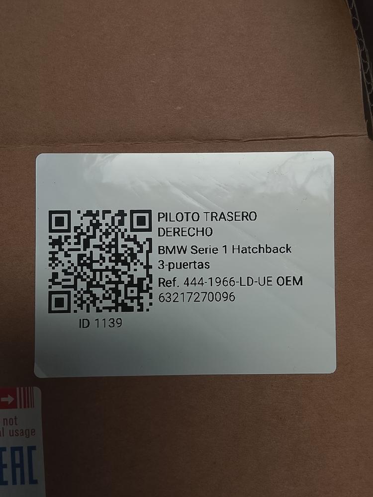 Piloto trasero derecho 63217270096 de Bmw Serie 1 2011-2015 - pieza usada