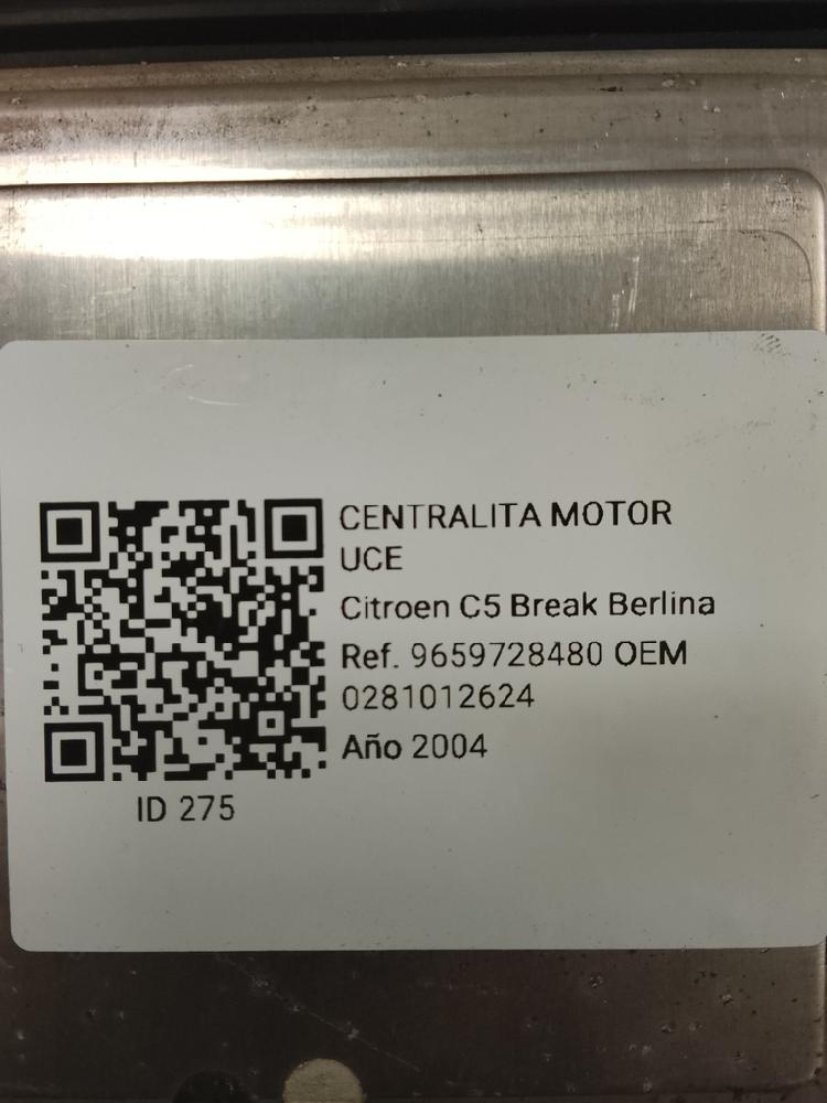 Centralita motor uce 0281012624 de Citroen C5 ii (rc_) 2004-2008 109 CV - pieza usada
