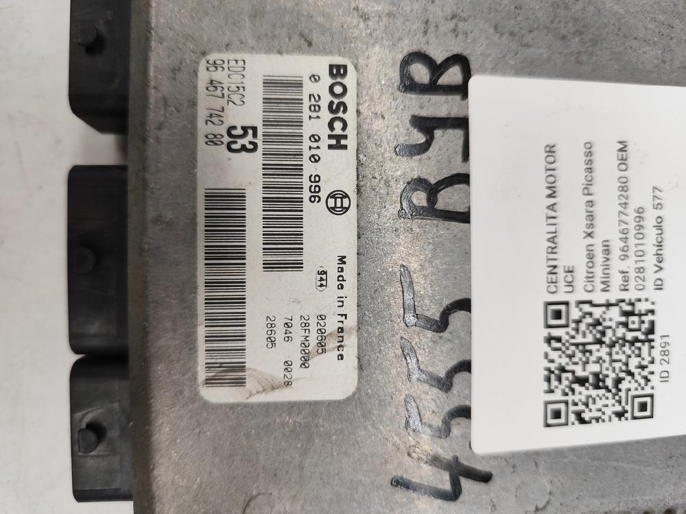 Centralina do motor 0281010996 de Citroen Xsara picasso 1999-2012 90 CV - pieza usada