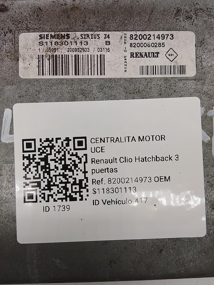Centralita motor uce S118301113 de Renault Clio ii (bb_, cb_) 2004-2013 98 CV - pieza usada