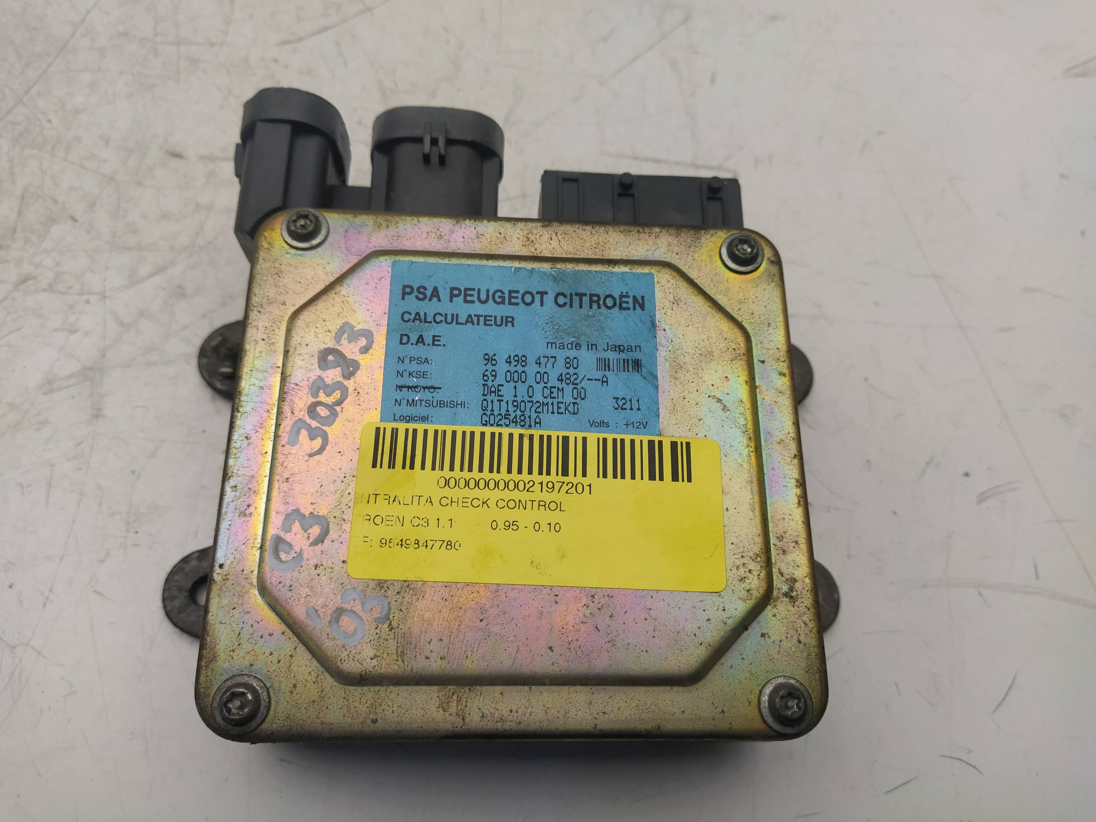 Centralita check control HFX 9649847780 de Citroen C3 2003-0 60 CV - pieza usada
