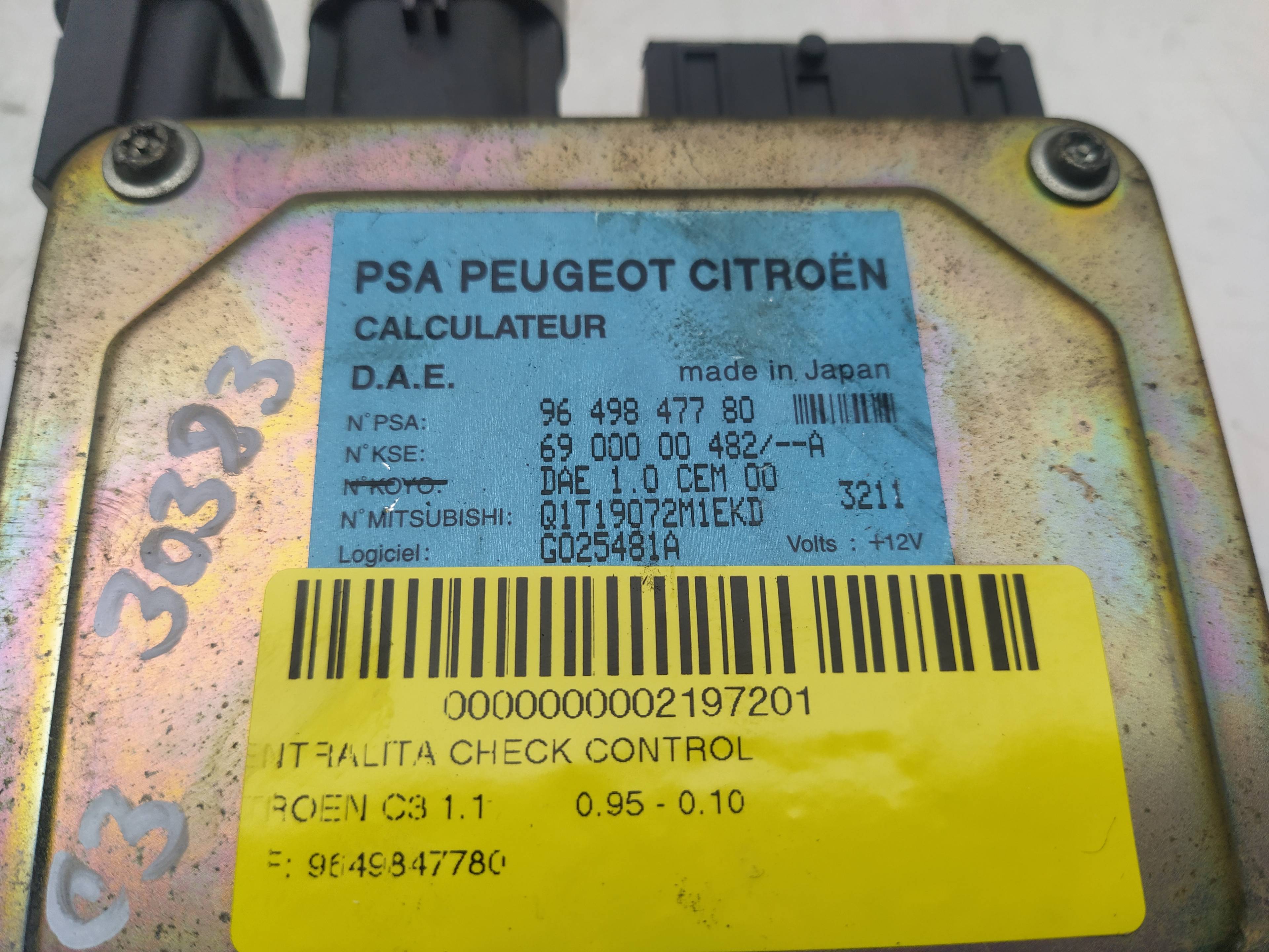 Centralita check control HFX 9649847780 de Citroen C3 2003-0 60 CV - pieza usada
