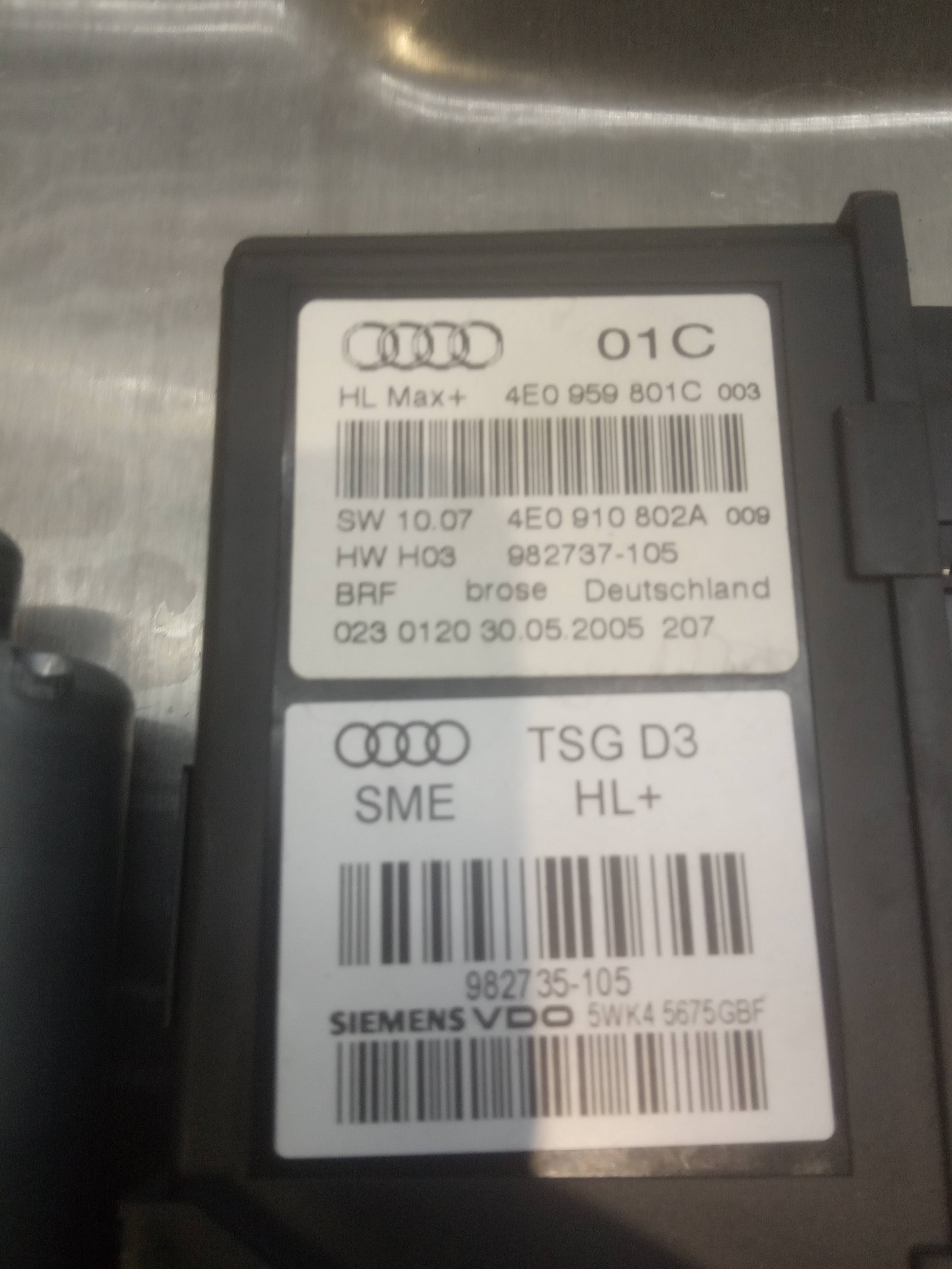 AUDI A8 D3/4E (2002-2010) Lève-vitre de porte arrière droite 4E0959802C 23696376