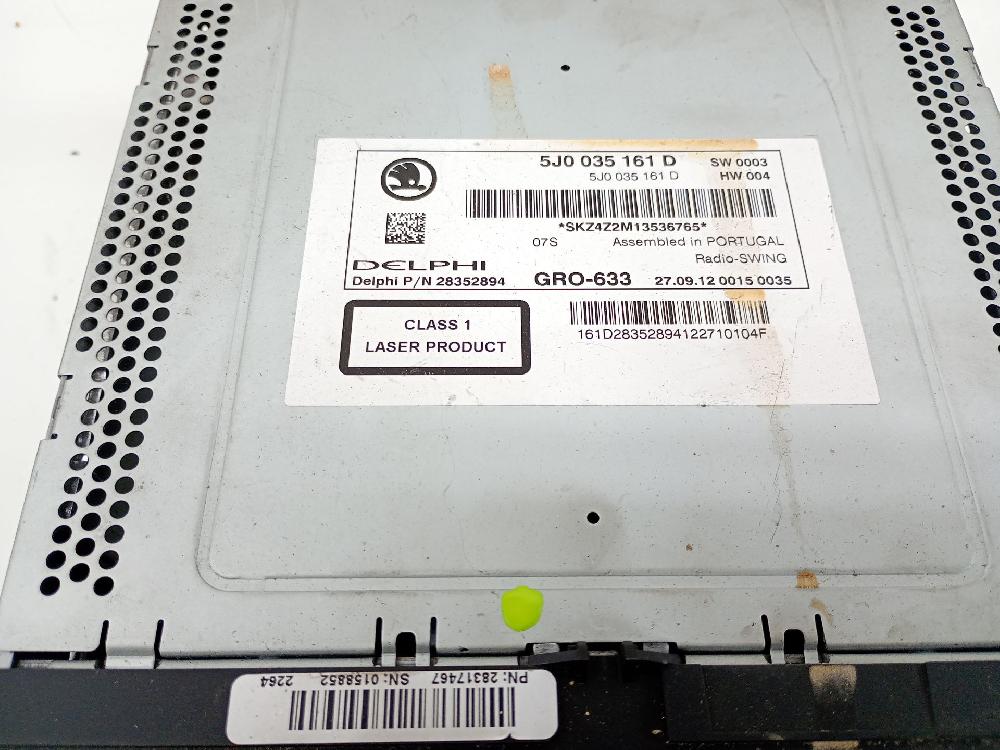 Sistema audio / radio cd CAYB 5J0035161D de Skoda Roomster praktik (5j) 2010-2015 90 CV con 591732 km - pieza usada