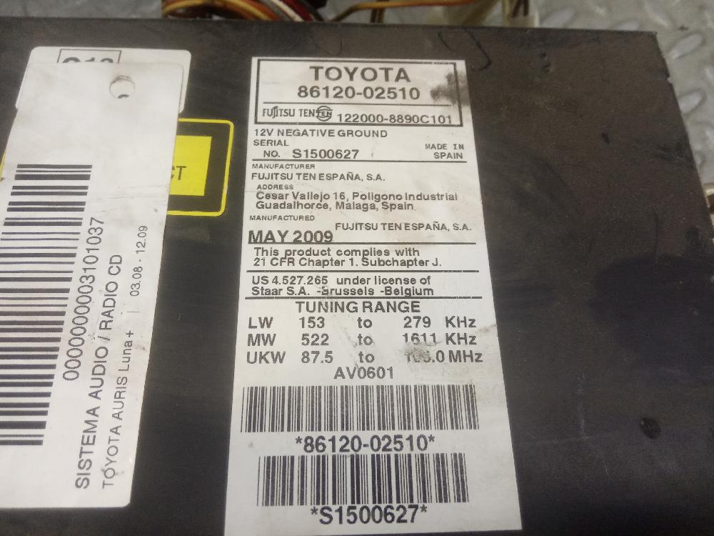 Sistema audio / radio cd 1ND 8612002510 de Toyota Auris (_e15_) 2007-2012 90 CV con 29001 km - pieza usada