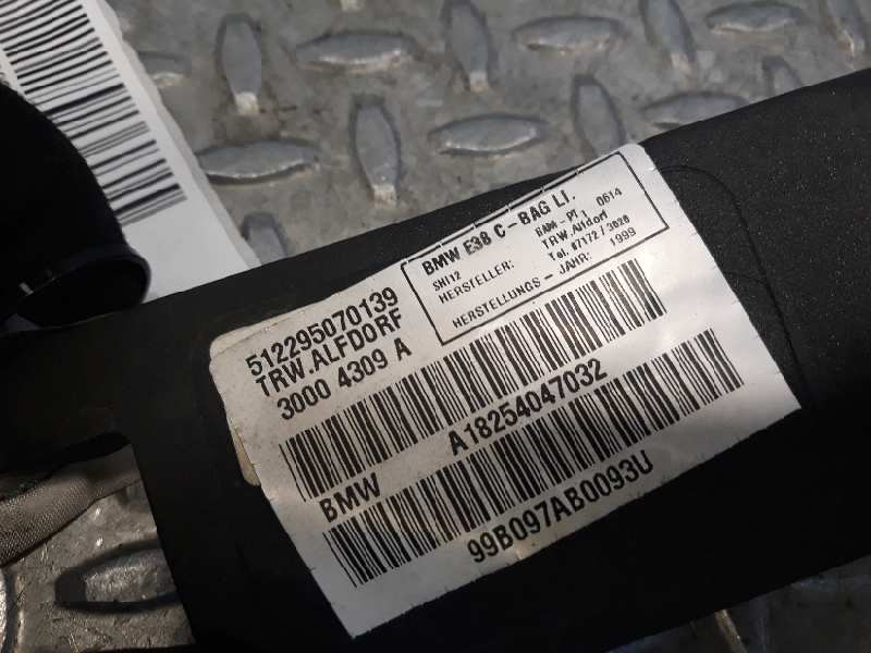 Airbag de cortina trasero izquierdo 398D1 de Bmw Serie 7 (e38) 1994-2001 238 CV con 1 km - pieza usada