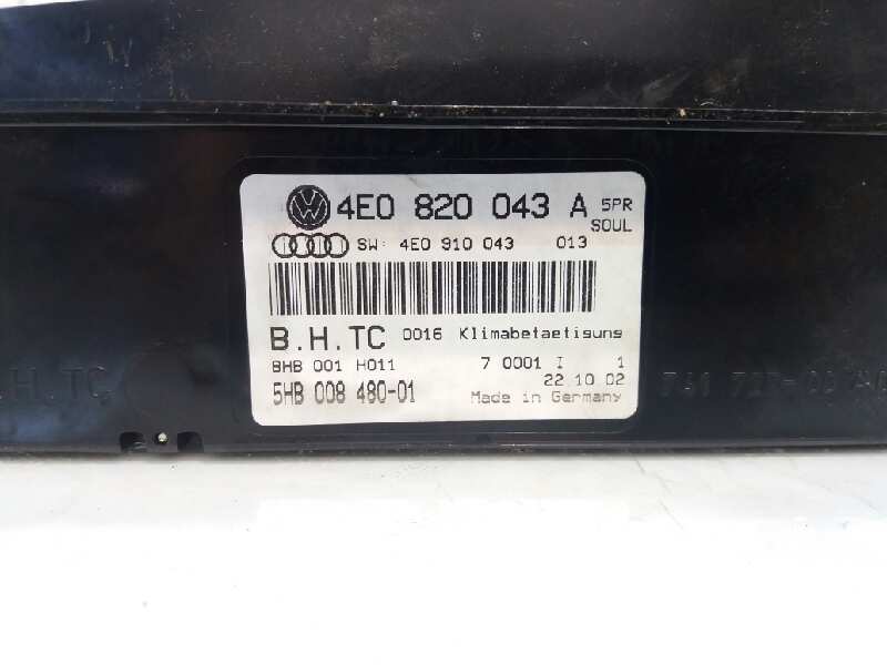 AUDI A8 D3/4E (2002-2010) Climate  Control Unit 4E0820043A 23677081