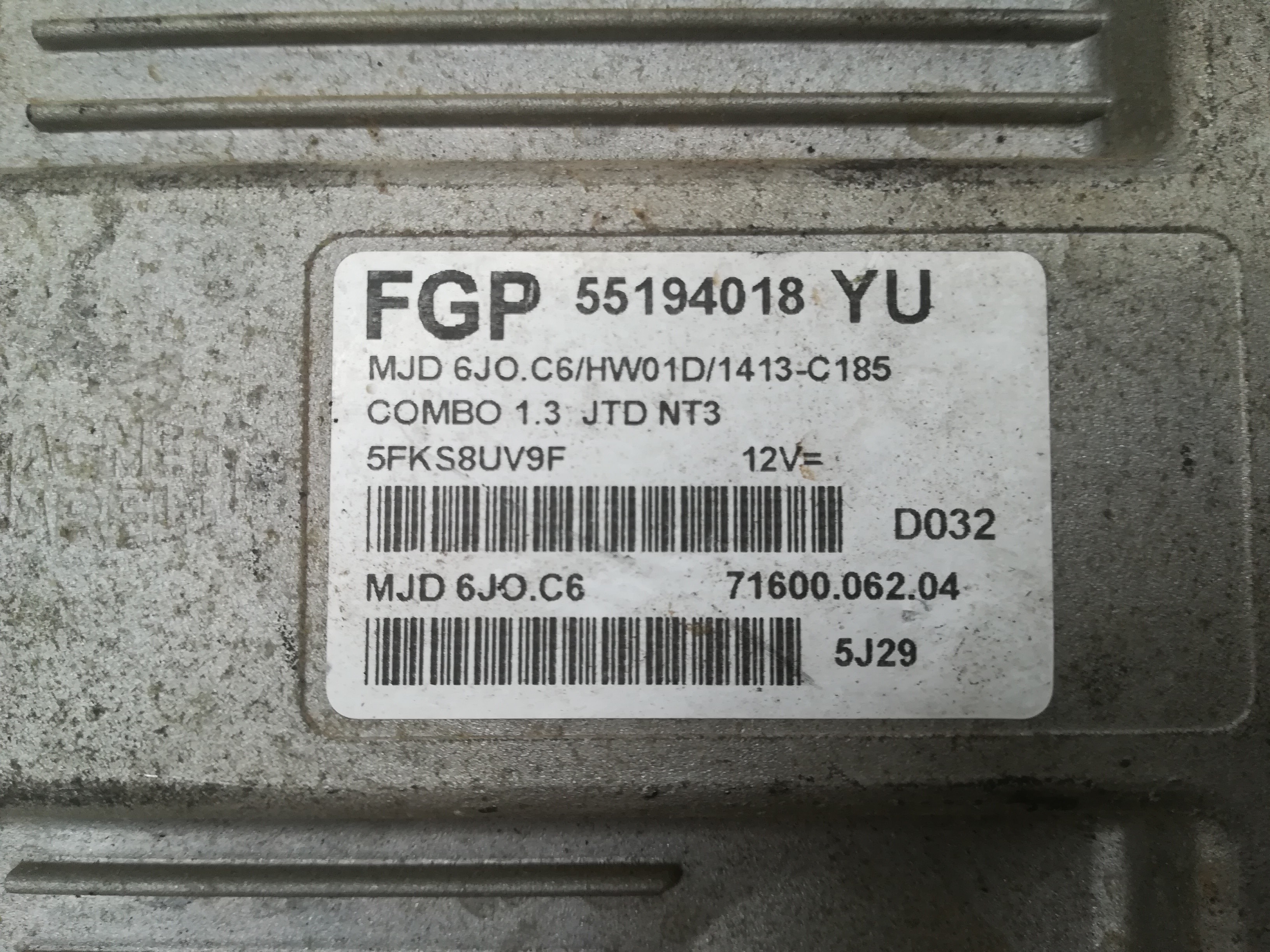 CHEVROLET Combo C (2001-2011) Engine Control Unit ECU 55194018YU, MJD6JOC6 21449046