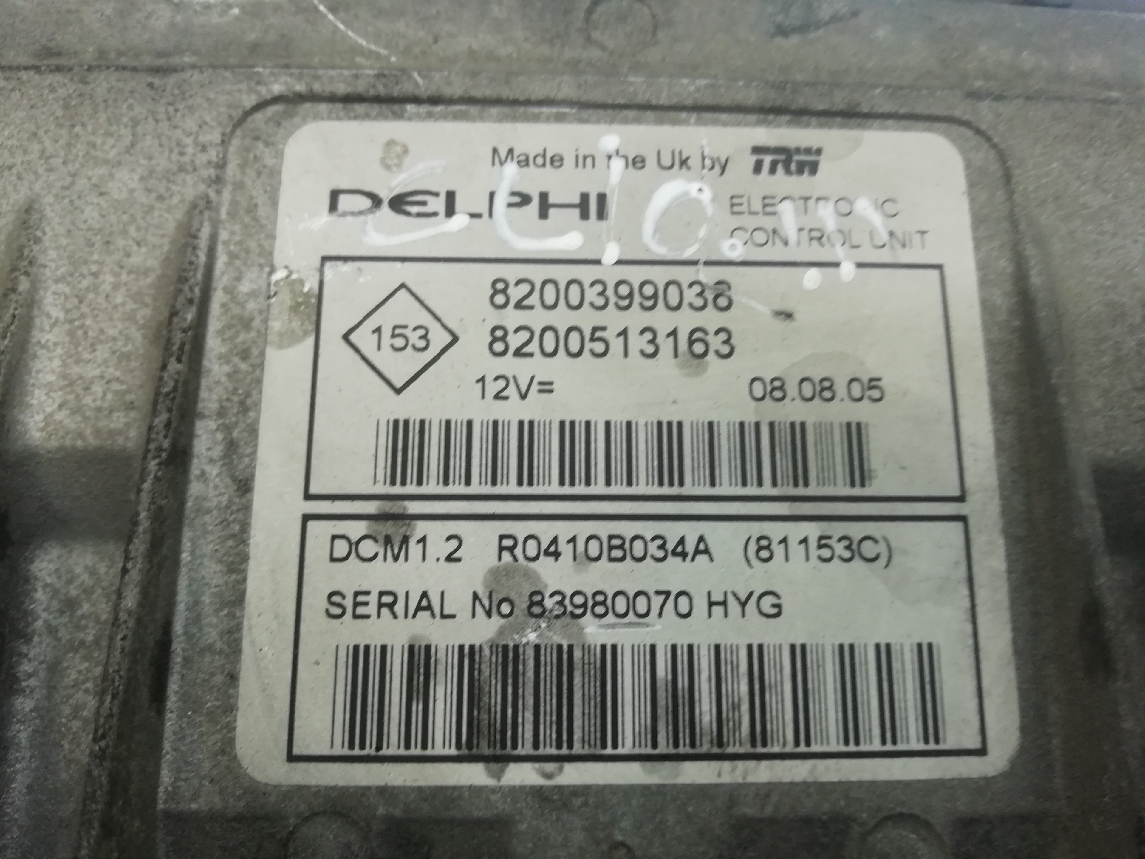 AUDI Clio 2 generation (1998-2013) Блок керування двигуном ECU 8200399038,8200513163 18610631