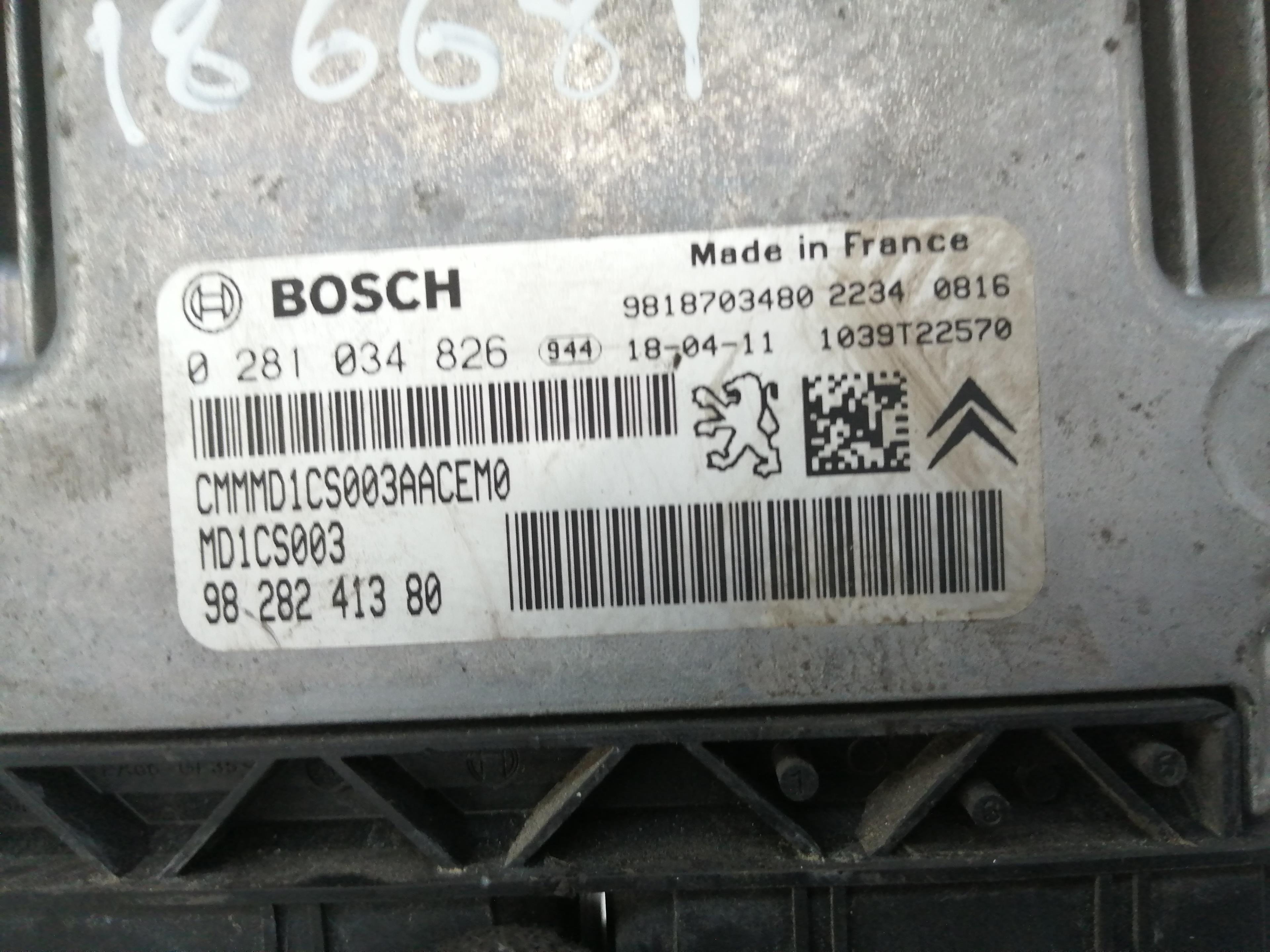 CITROËN C4 Cactus 1 generation (2014-2024) Engine Control Unit ECU 9828241380, 0281034826 23877032