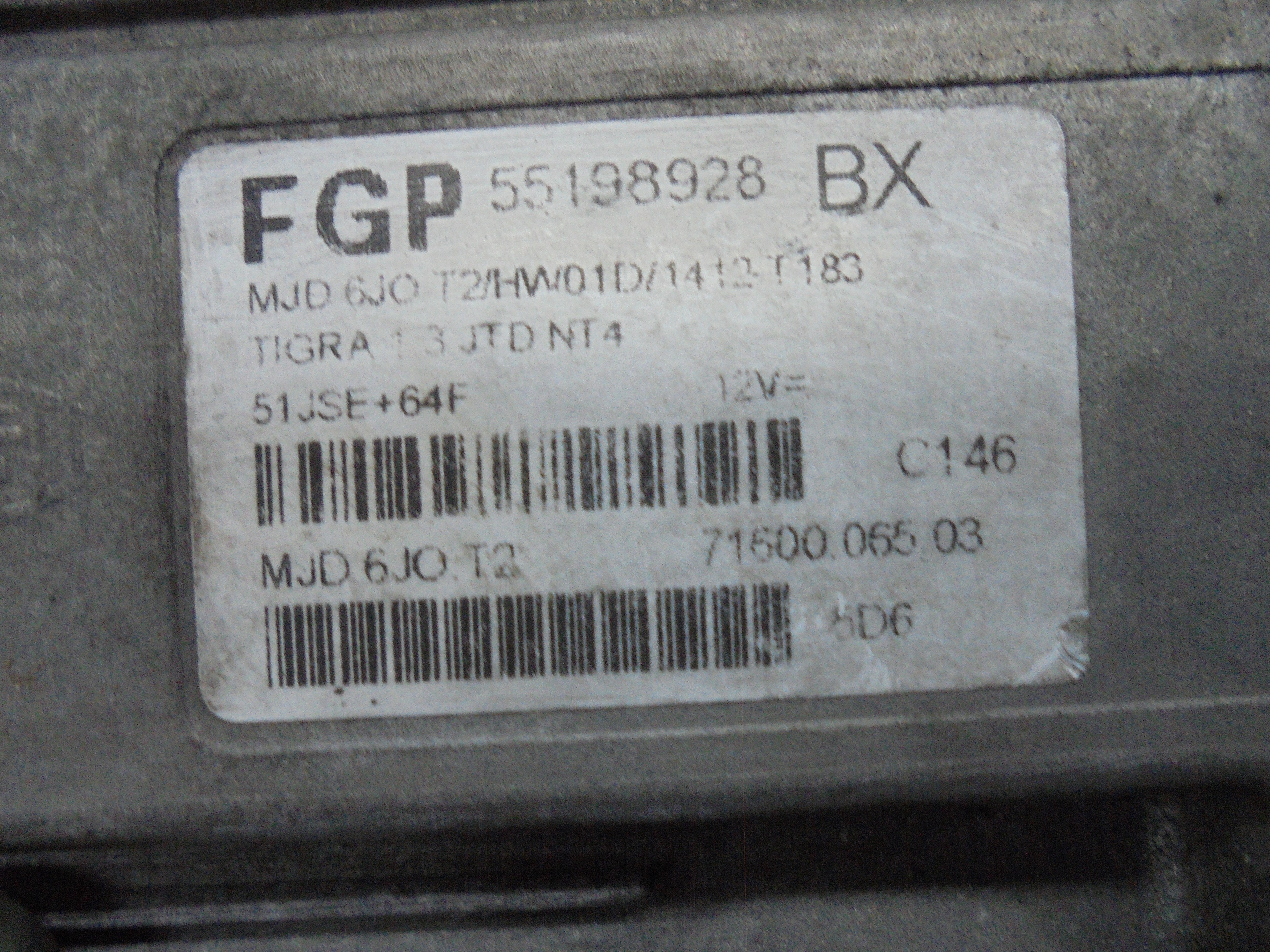 OPEL Tigra 2 generation (2004-2009) Engine Control Unit ECU 55198928 18507683