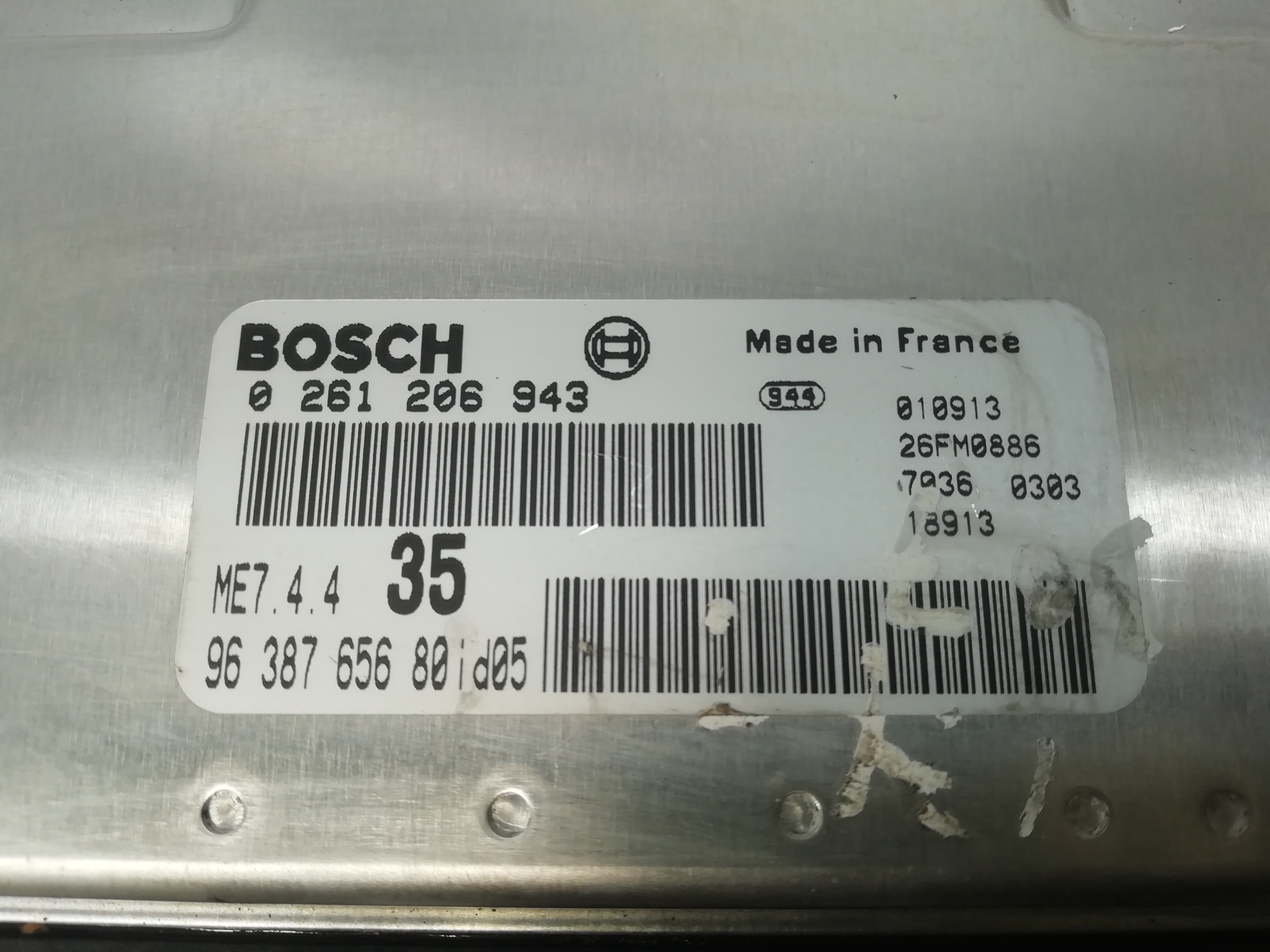 PEUGEOT 307 1 generation (2001-2008) Engine Control Unit ECU 0261206943, 9638765680 21939403