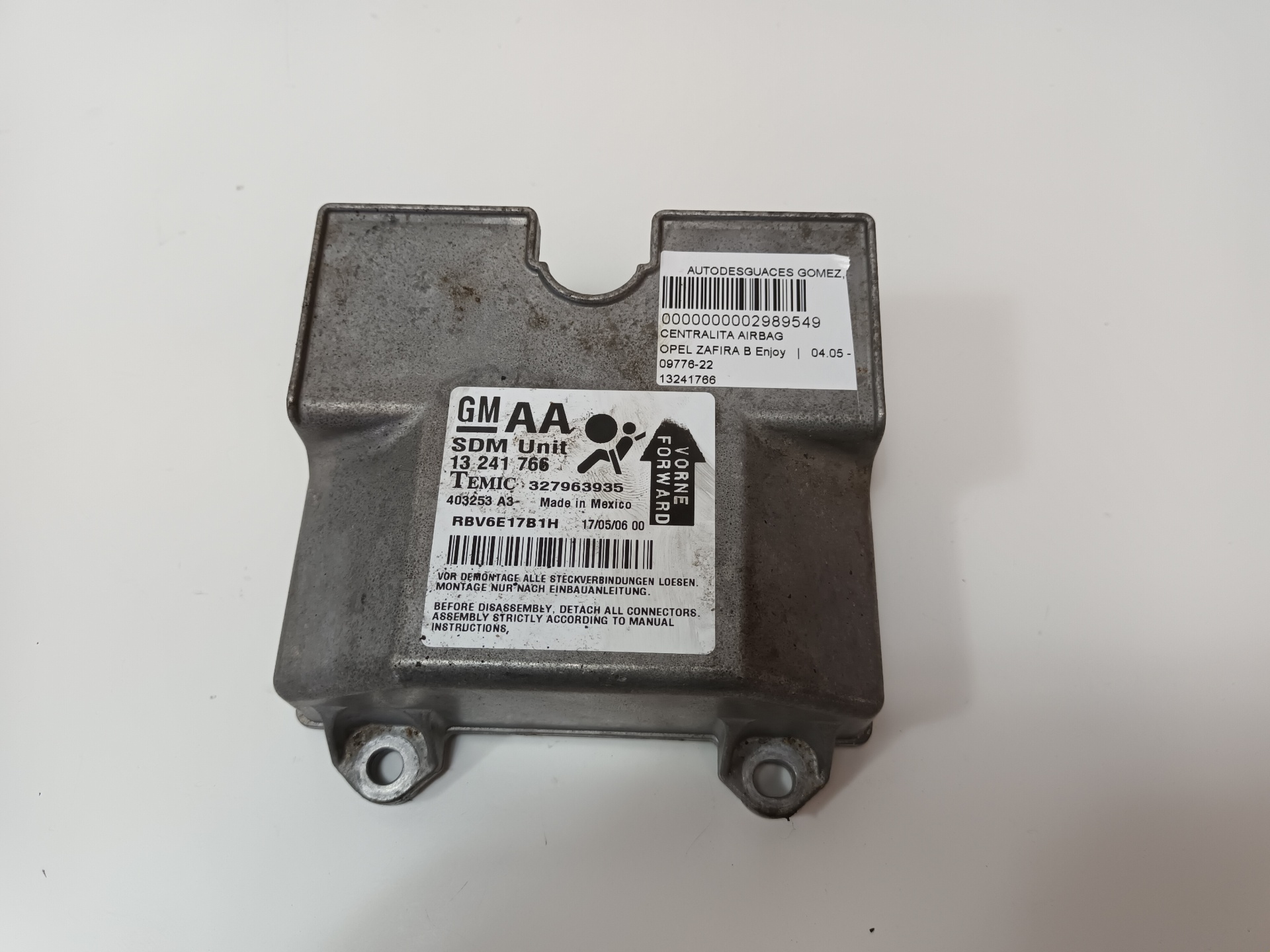 OPEL Zafira B (2005-2010) SRS Control Unit 13241766 22485673