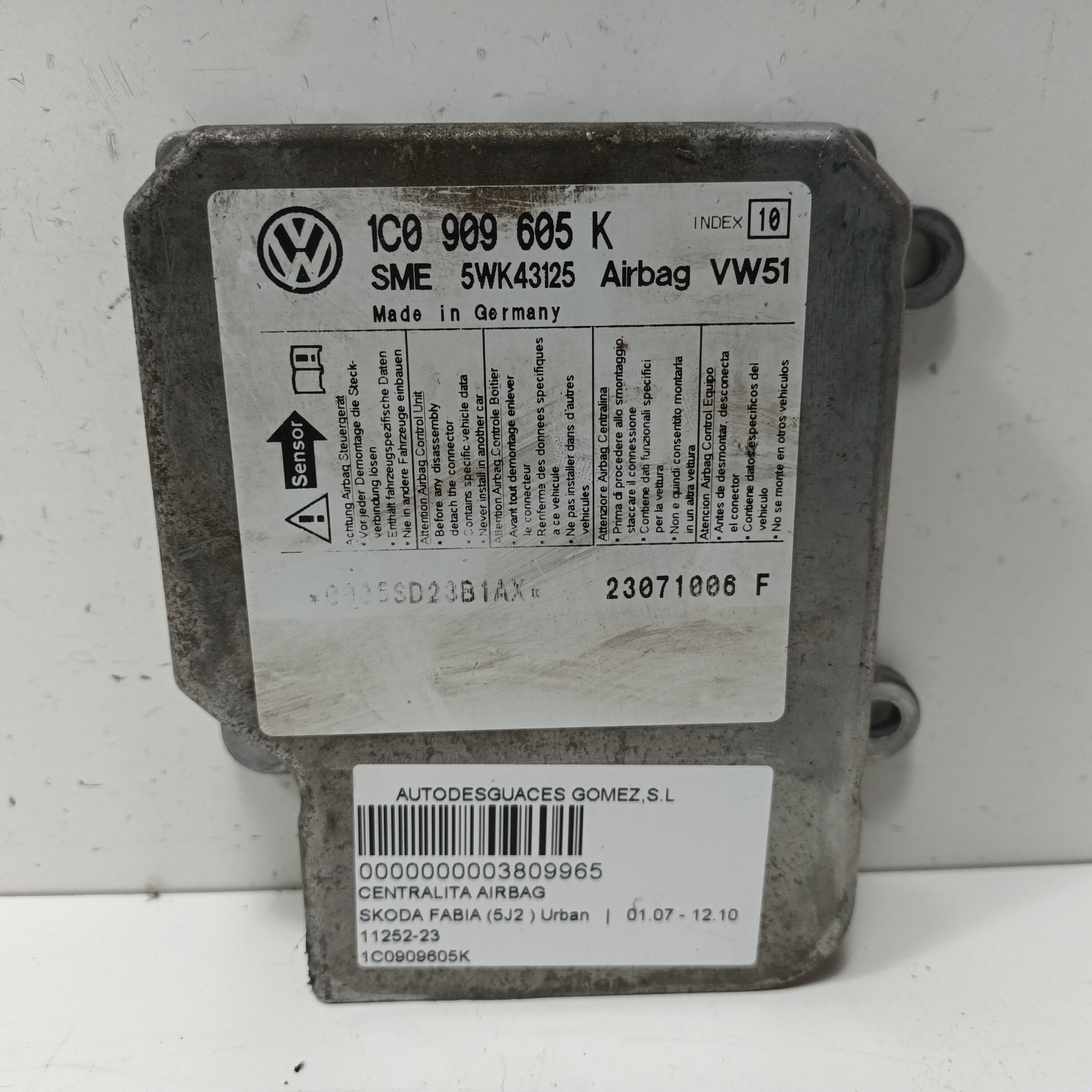 SKODA Fabia 6Y (1999-2007) SRS vadības bloks 1C0909605K 22919539