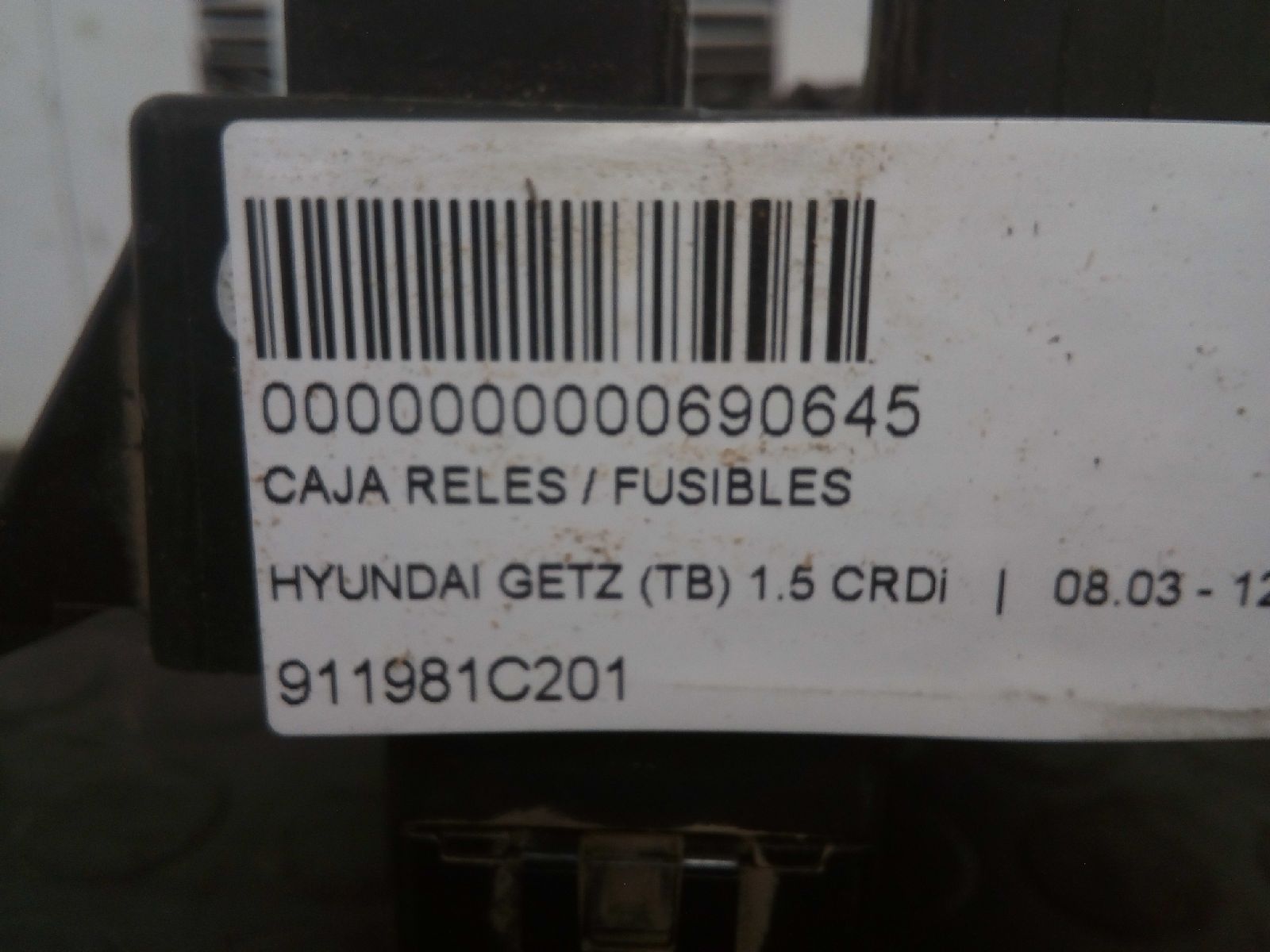 HYUNDAI Getz 1 generation (2002-2011) Sulakekaappi 911981C201 24026039