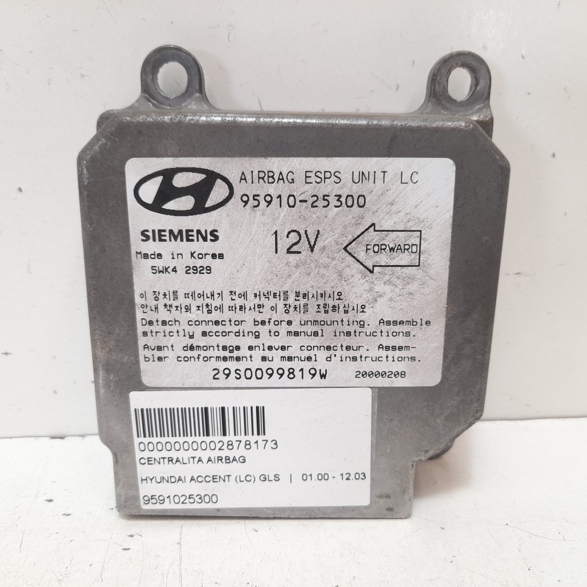 MITSUBISHI Accent LC (1999-2013) Unitate de control SRS 9591025300 24116181