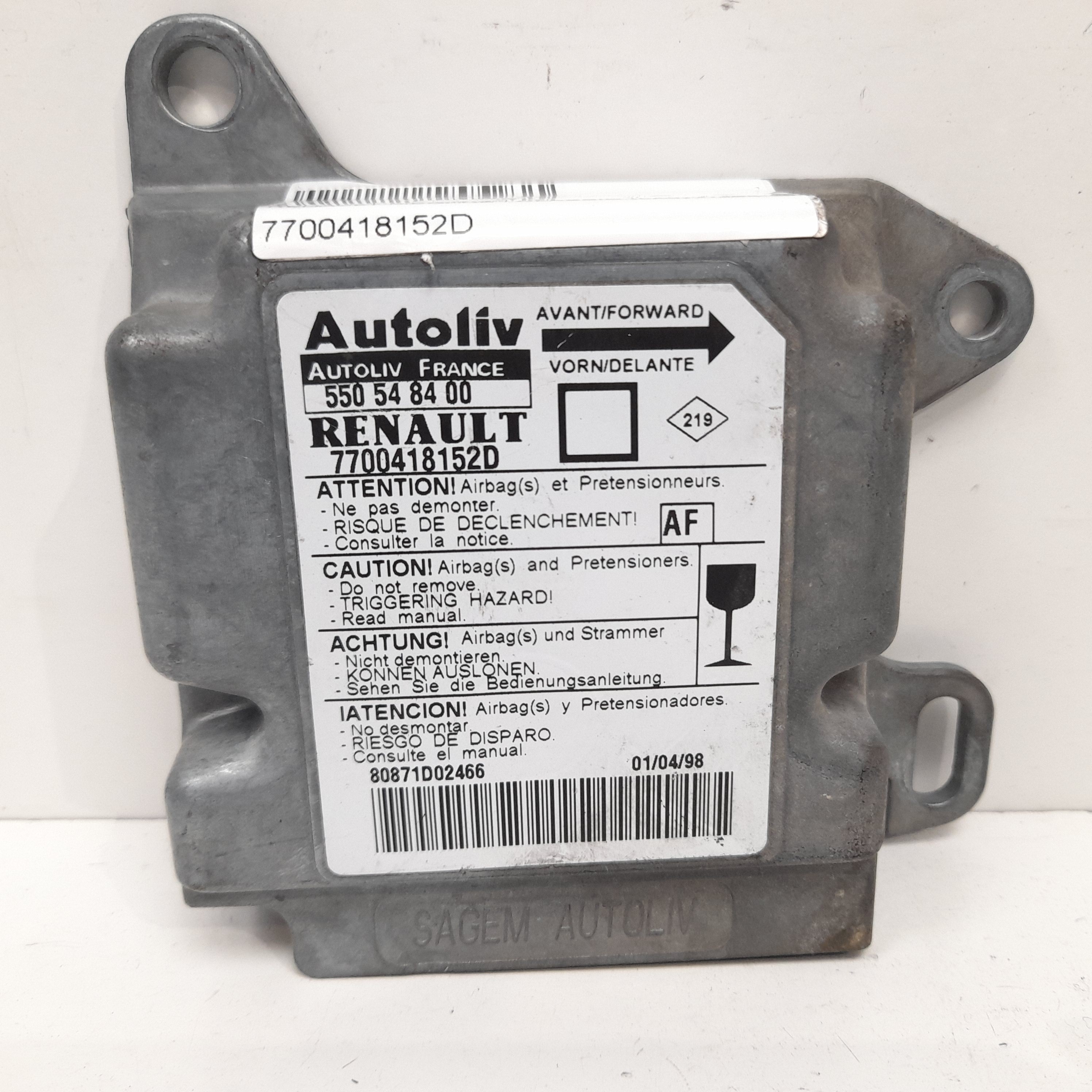 RENAULT Megane 2 generation (2002-2012) SRS Control Unit 7700418152D 21959243