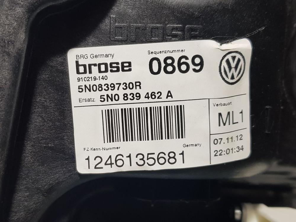 VOLKSWAGEN Tiguan 1 generation (2007-2017) Bageste højre dør vinduesregulator 5N0839462A,910219140 23626146