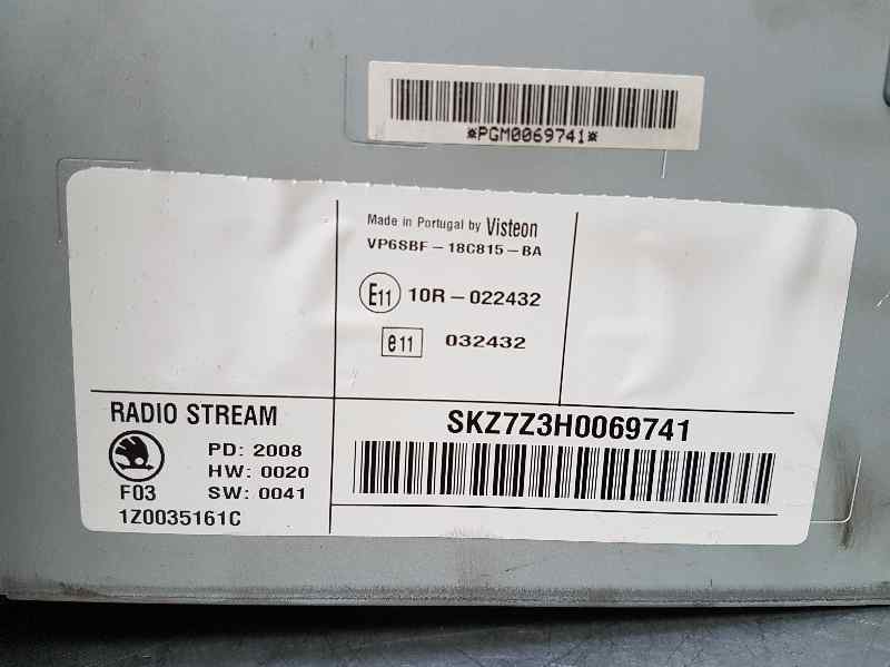 SKODA Octavia 2 generation (2004-2013) Music Player Without GPS 1Z0035161C, VP6SBF18C815BA, VISTEON 18607637