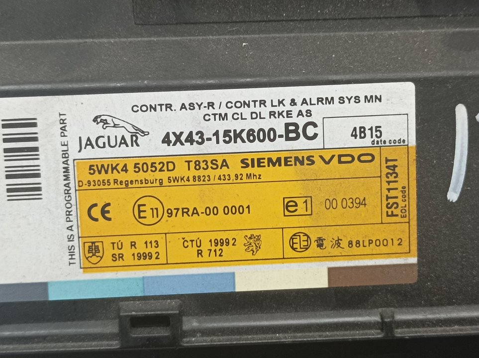 JAGUAR X-Type 1 generation (2001-2009) Другие блоки управления 4X4315K600BC, 5WK45052D, SIEMENSVDO 24092691