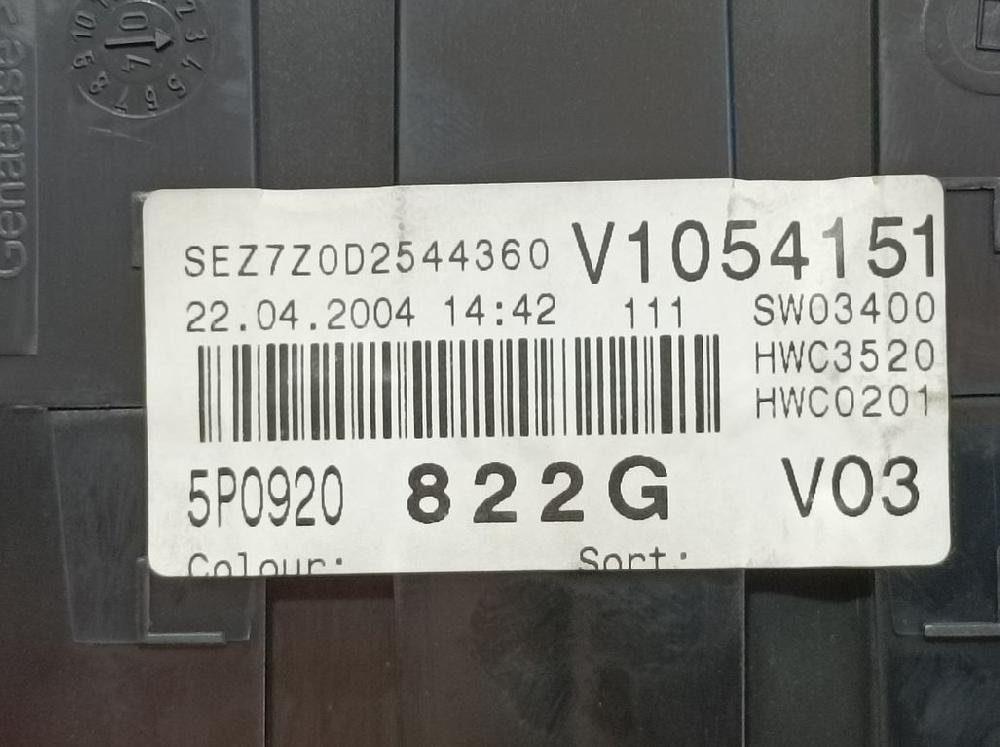 OPEL Toledo 3 generation (2004-2010) Instrumentu panelis/spidometrs 5P0920822G, 110080280004 23656976