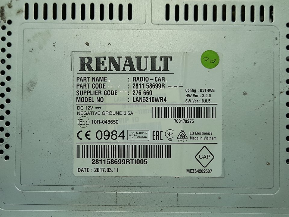 RENAULT Clio 3 generation (2005-2012) Musikspelare med GPS 281158699R, LAN5210WR4 24870980