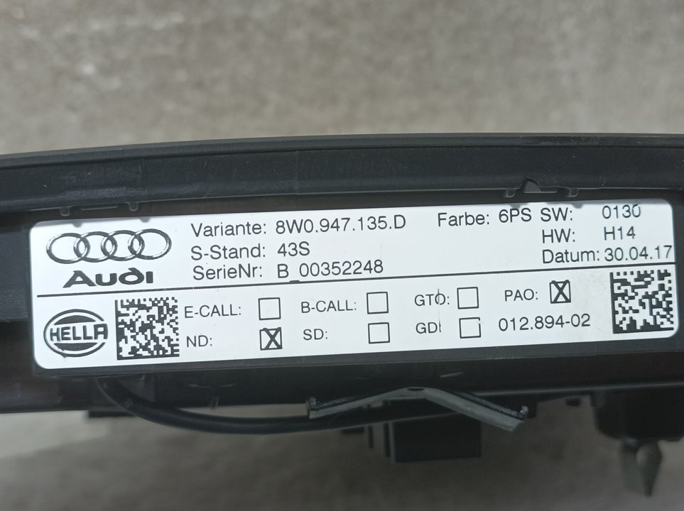 AUDI A5 Sportback N16 (2000-2006) Другие внутренние детали 8W0947135D, B00352248, HELLA 24046410