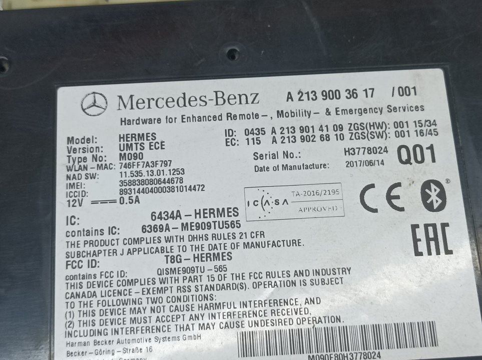 MERCEDES-BENZ A-Class W176 (2012-2018) Alte unități de control A2139003617,746FF7A3F797 18733642