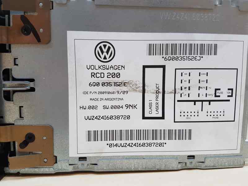 VOLKSWAGEN Polo 4 generation (2001-2009) Musiikkisoitin ilman GPS:ää 6Q0035152E 18628818