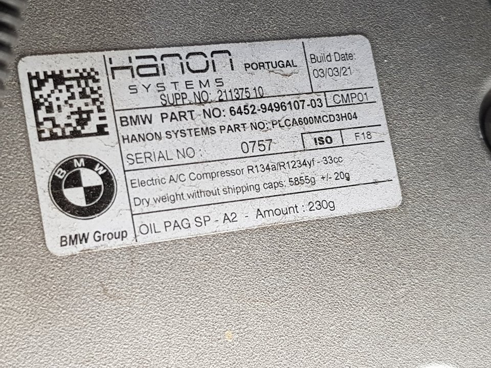 BMW i3 I01 (2013-2024) Kondicionieriaus siurblys (kompresorius) 24079045