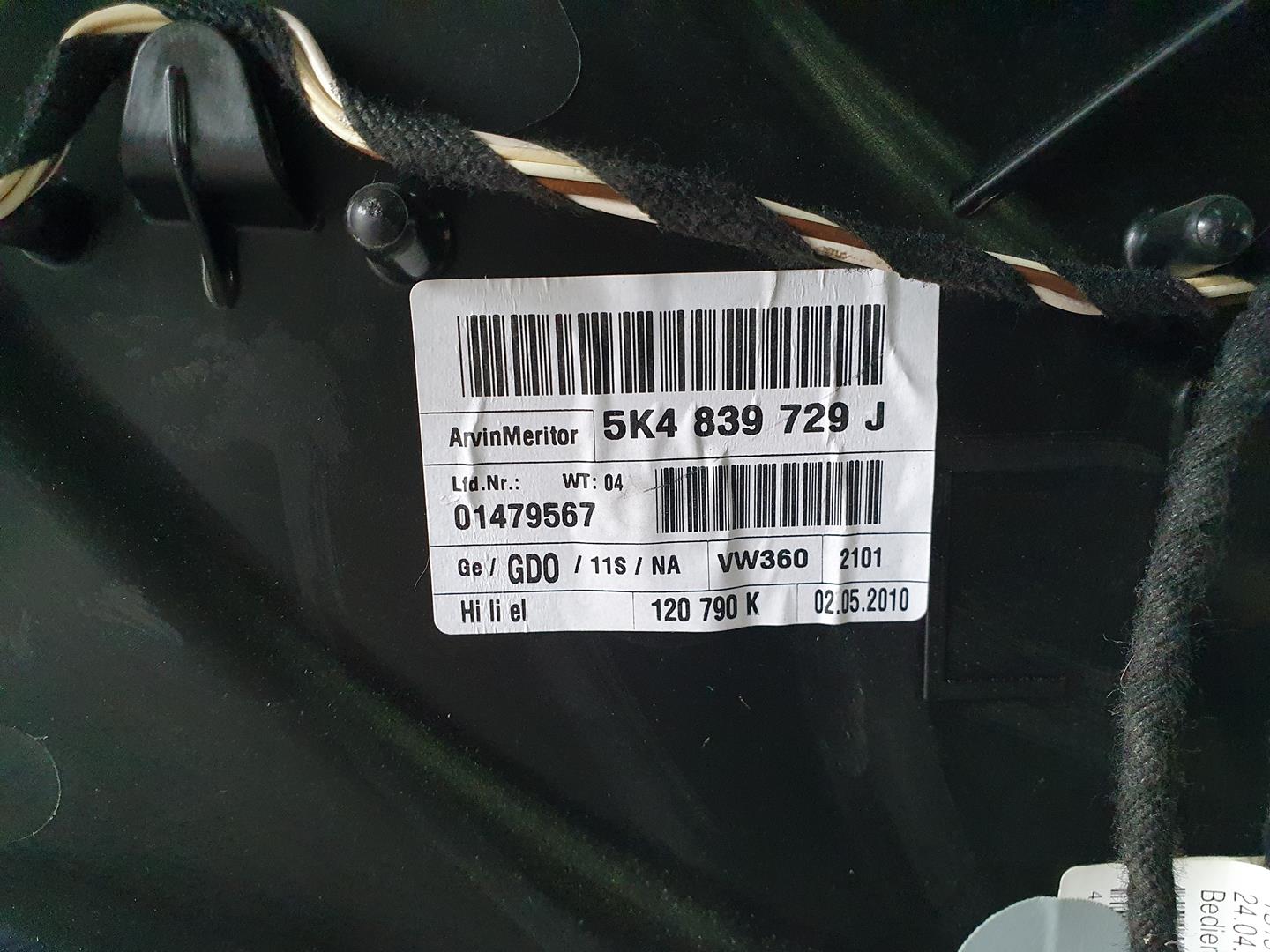 VOLKSWAGEN Golf 6 generation (2008-2015) Galinių kairių durų stiklo pakelėjas 5K4839729J, ELECTRICO 22919525