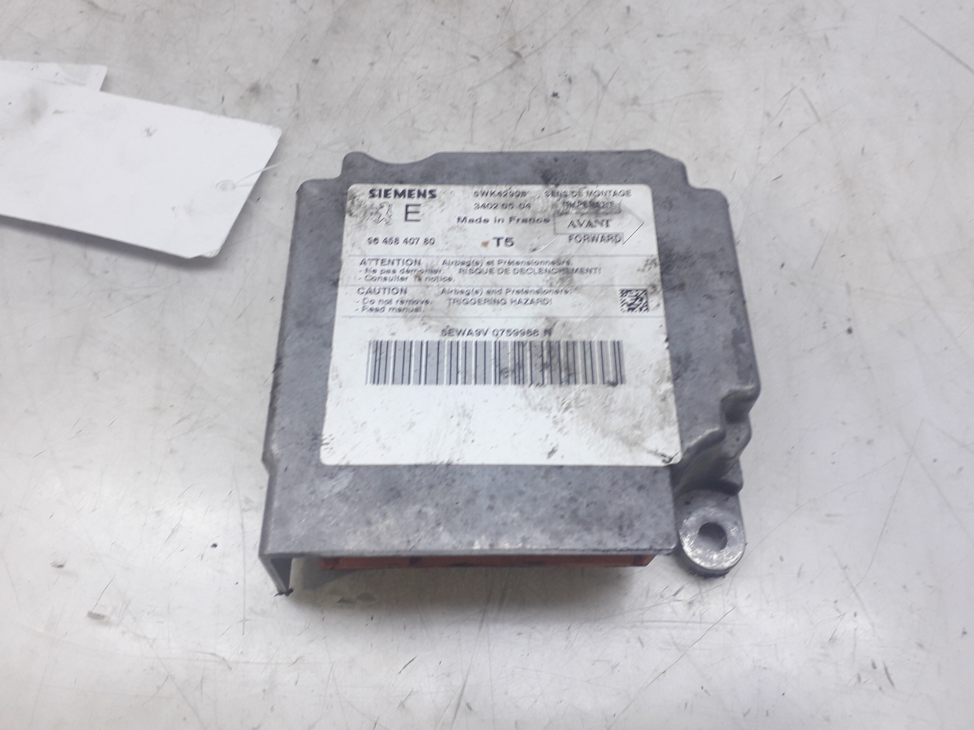 PEUGEOT 307 1 generation (2001-2008) Unitate de control SRS 9645840780 18656614