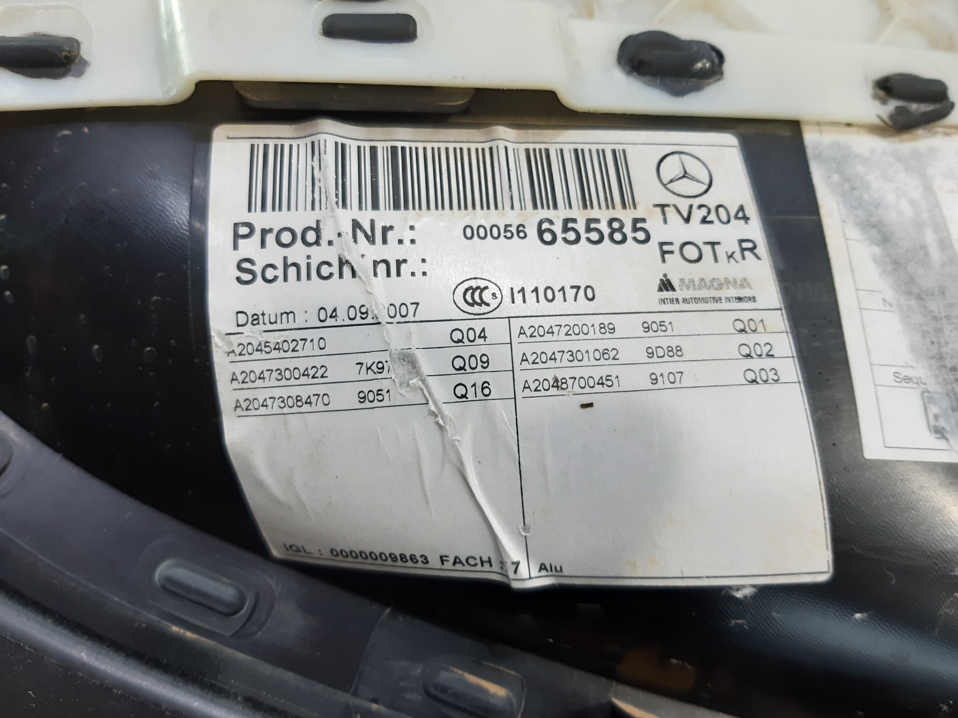 MERCEDES-BENZ C-Class W204/S204/C204 (2004-2015) Aizmugurējo labo durvju panelis A2045402710 18750425