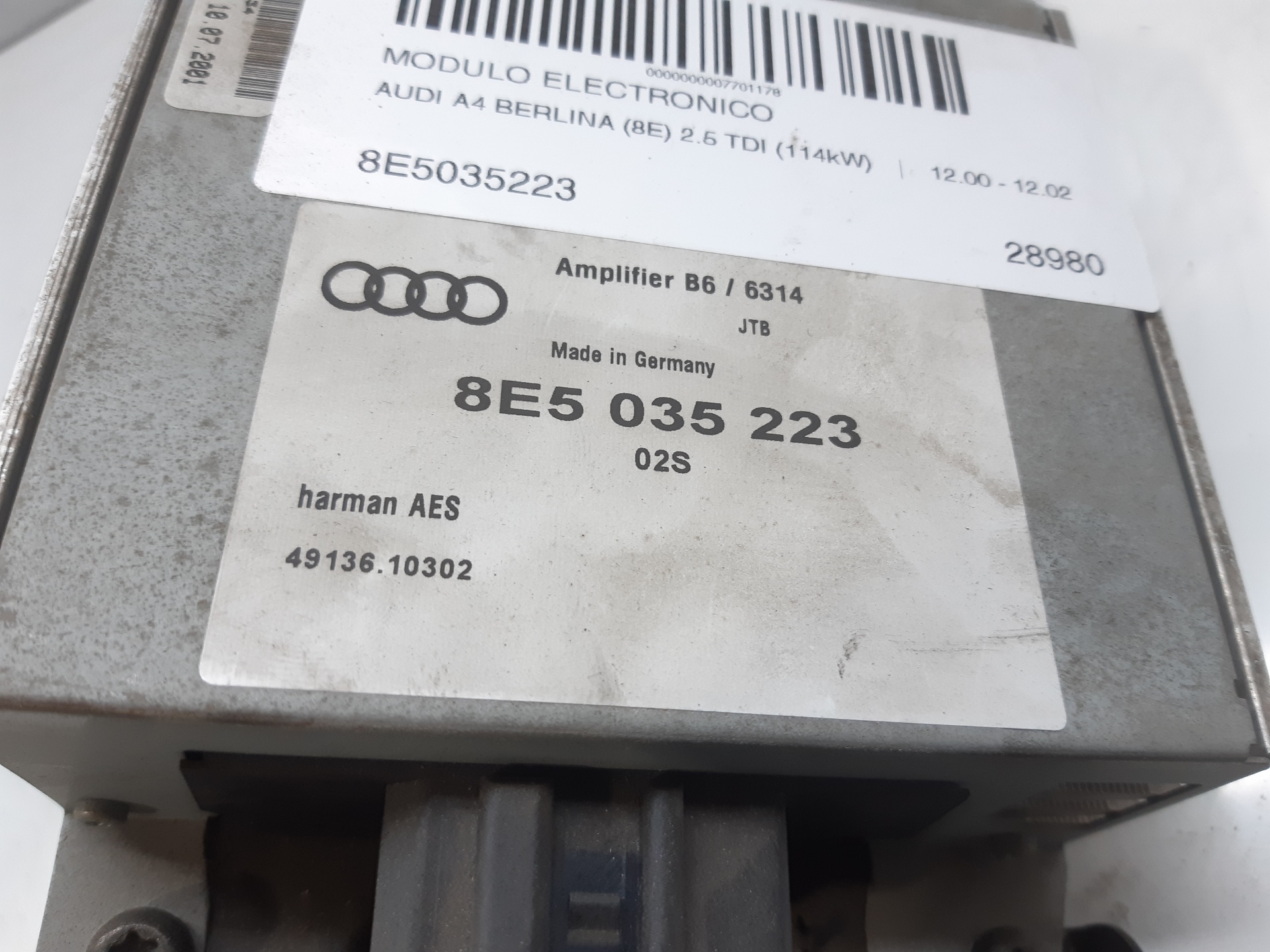 AUDI A4 B6/8E (2000-2005) Egyéb vezérlőegységek 8E5035223 22461525