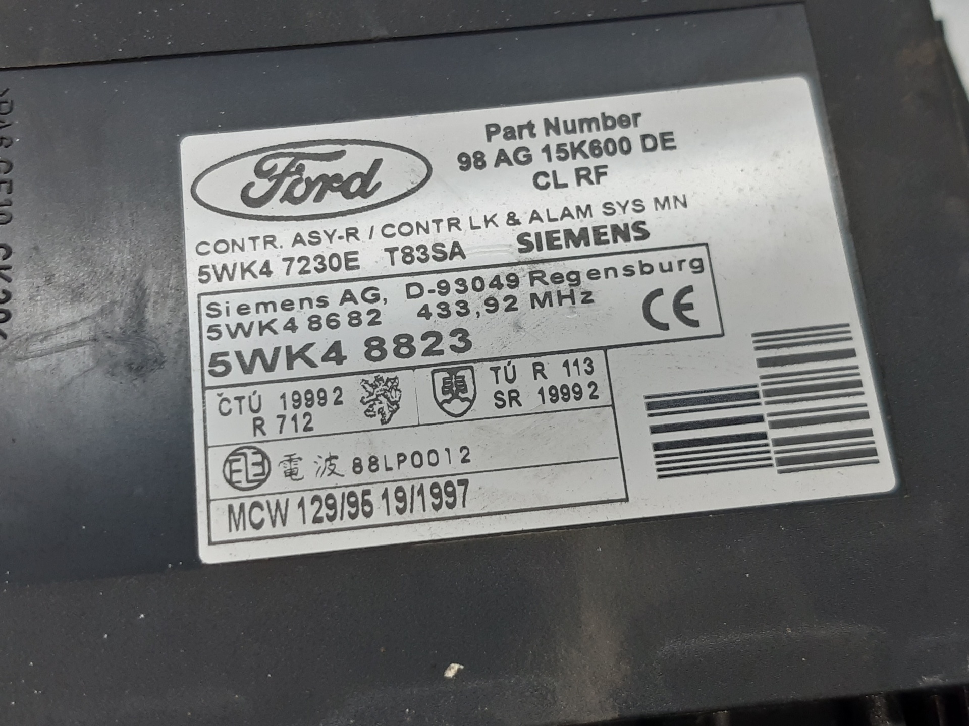 FORD Focus 1 generation (1998-2010) Other Control Units 98AG15K600DE 18771812