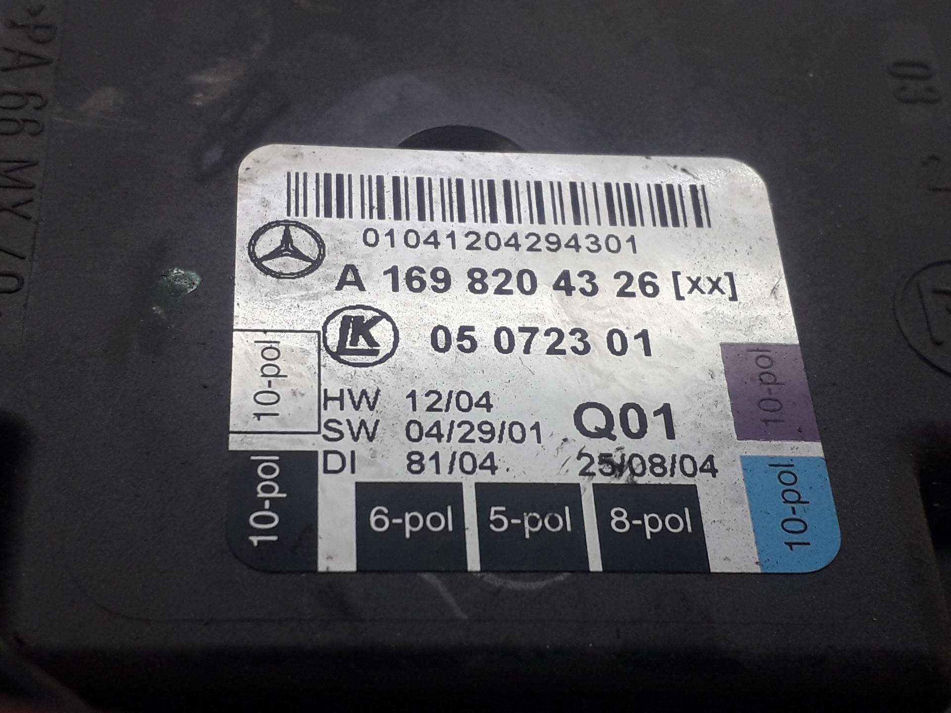 MERCEDES-BENZ A-Class W169 (2004-2012) Other Control Units A1698204326 18743226