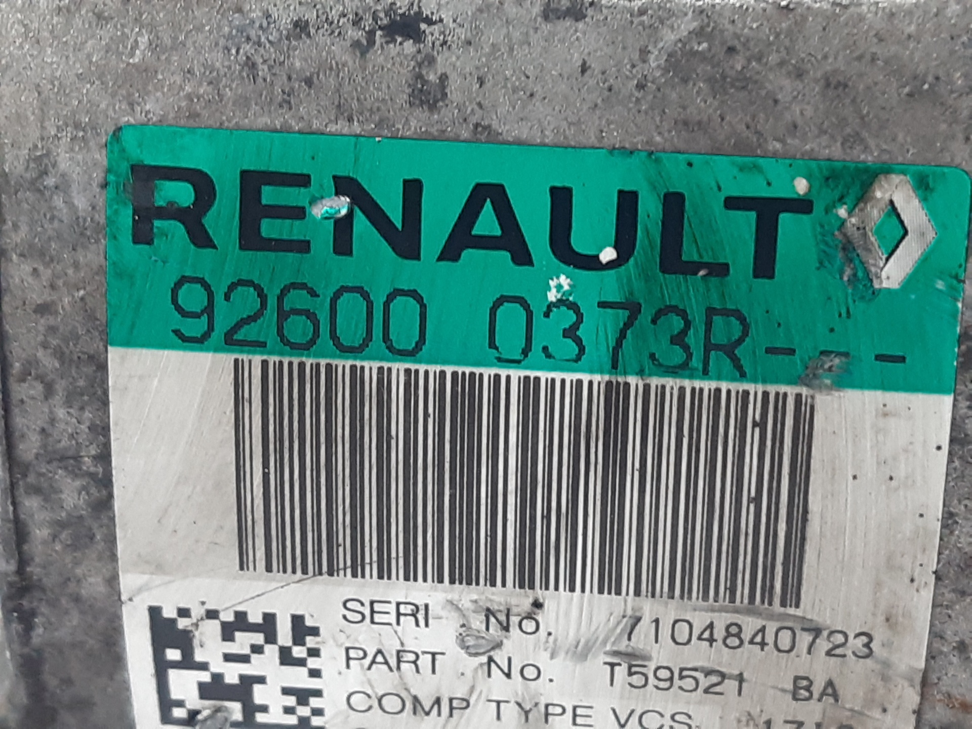RENAULT Trafic 2 generation (2001-2015) Hасос кондиционера 92600373R, 96.671KMS, 5PUERTAS 24753945