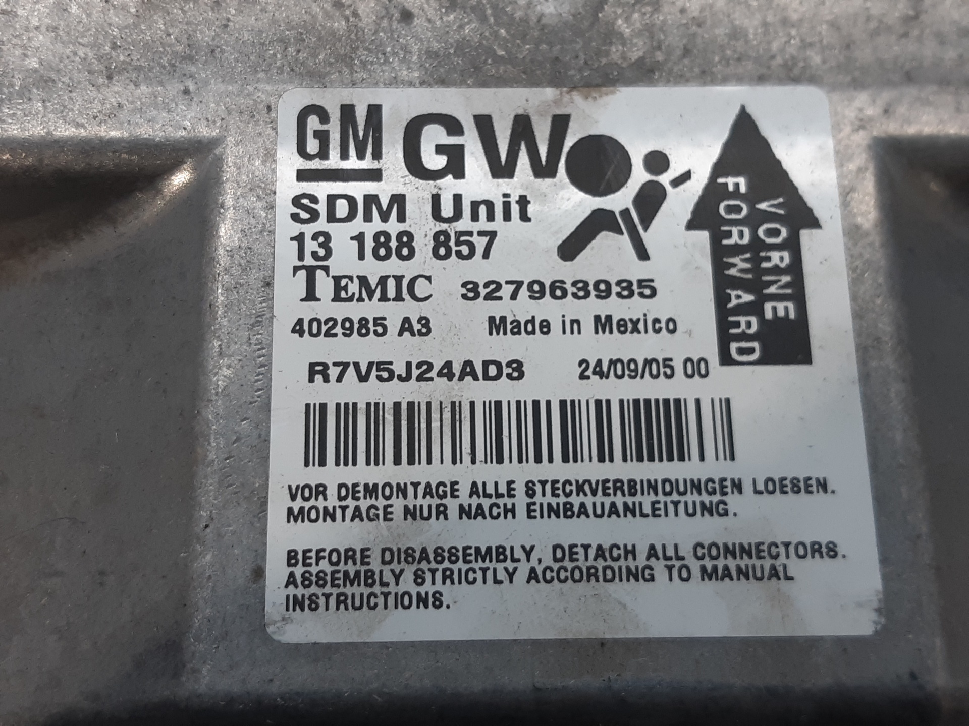 OPEL Astra J (2009-2020) Блок SRS 13188857 18759590