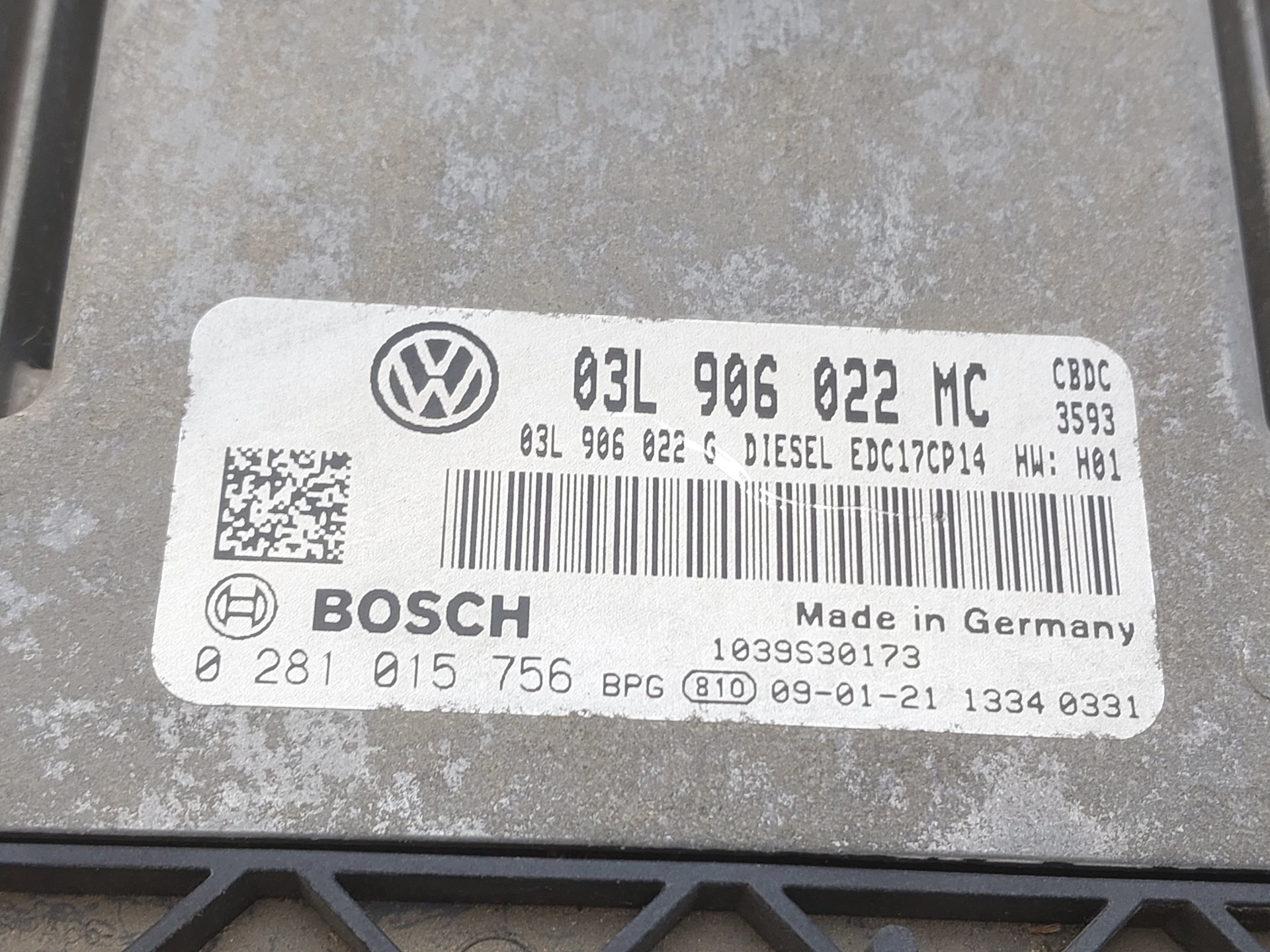 VOLKSWAGEN Golf 6 generation (2008-2015) Motorkontrolenhed ECU 03L906022MC 23011460