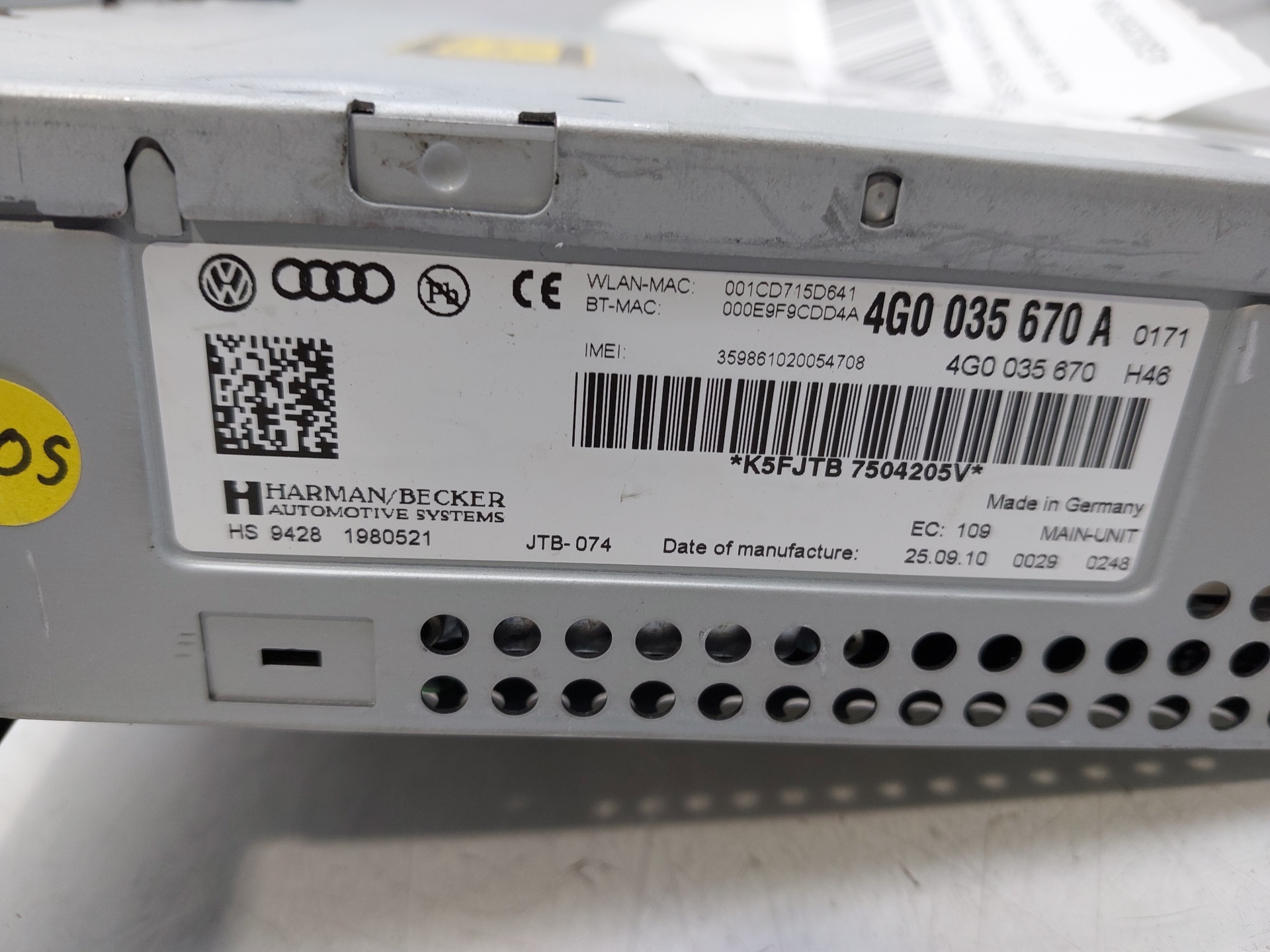 AUDI A7 C7/4G (2010-2020) Music Player With GPS 4G0035670A 21086018