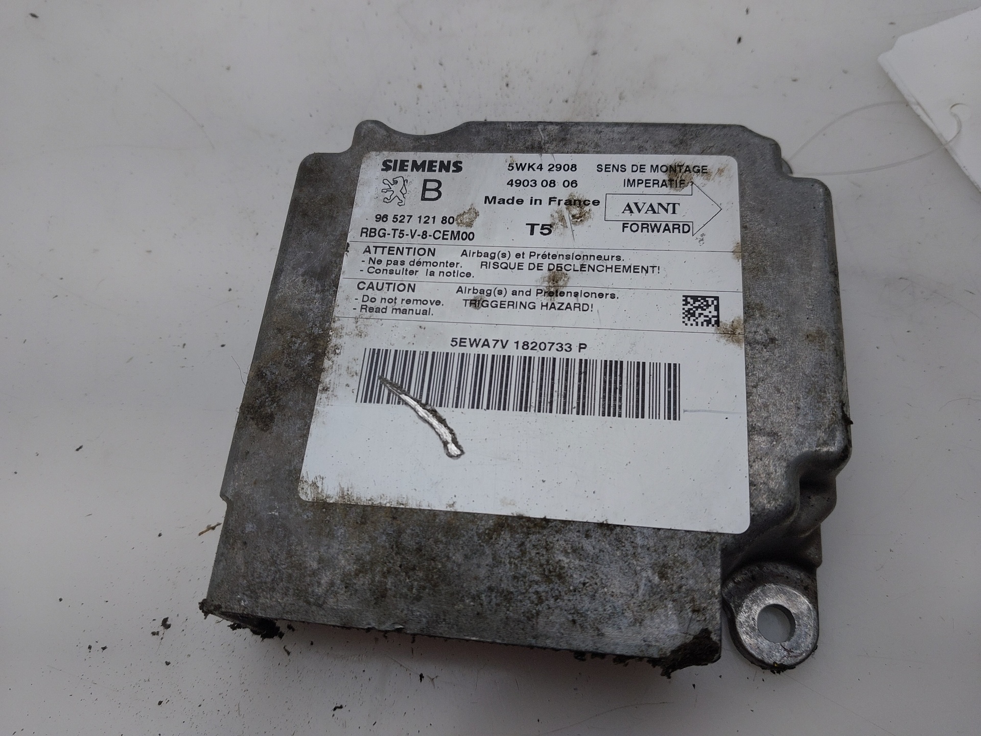 PEUGEOT 307 1 generation (2001-2008) SRS vadības bloks 9652712180 23685473