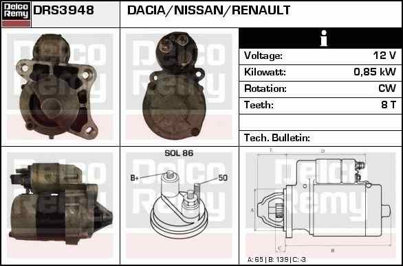 RENAULT Scenic 2 generation (2003-2010) Starter Motor 8200266777B 20650758
