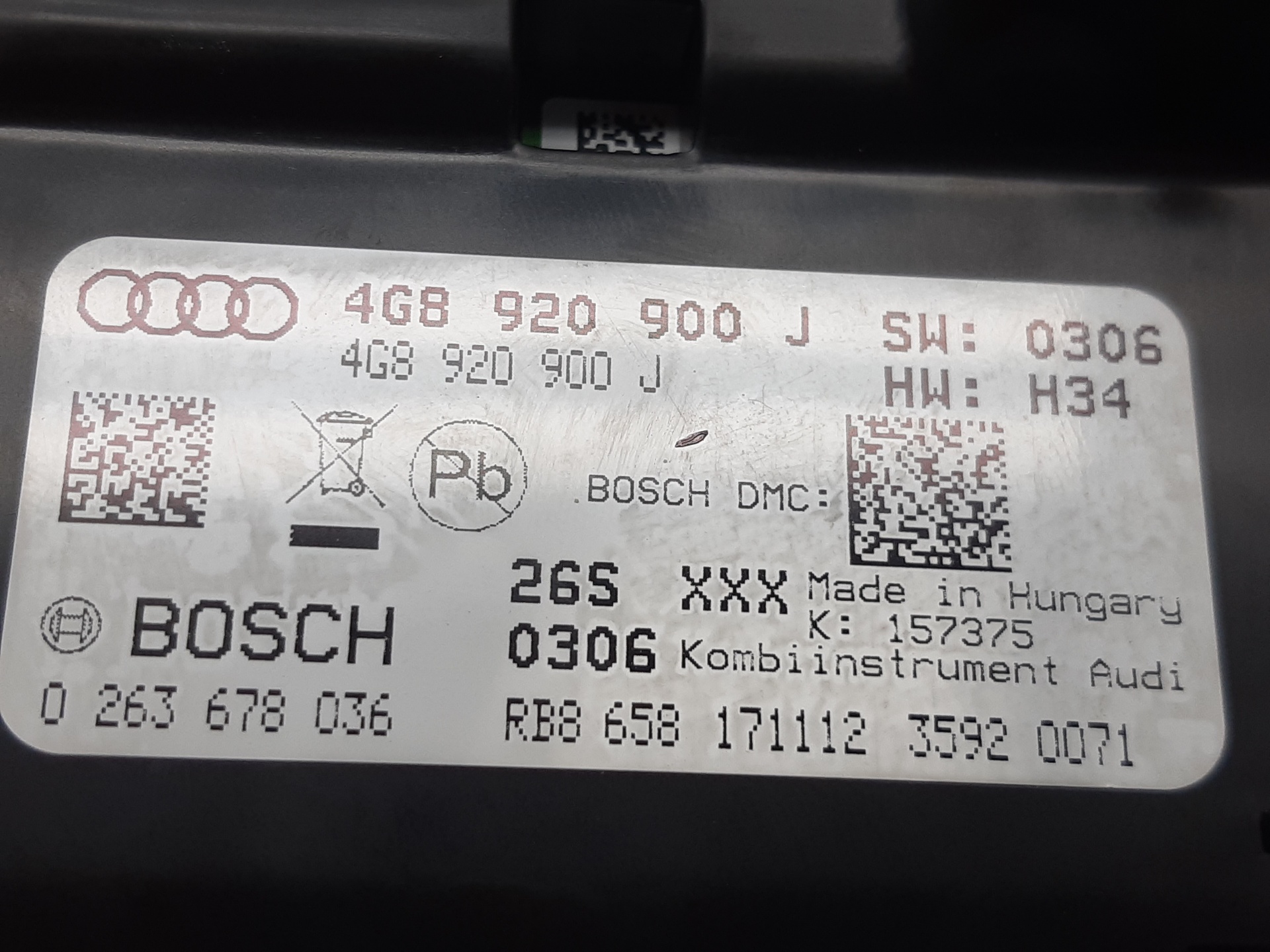 AUDI A6 allroad C7 (2012-2019) Speedometer 4G8920900J 24930327