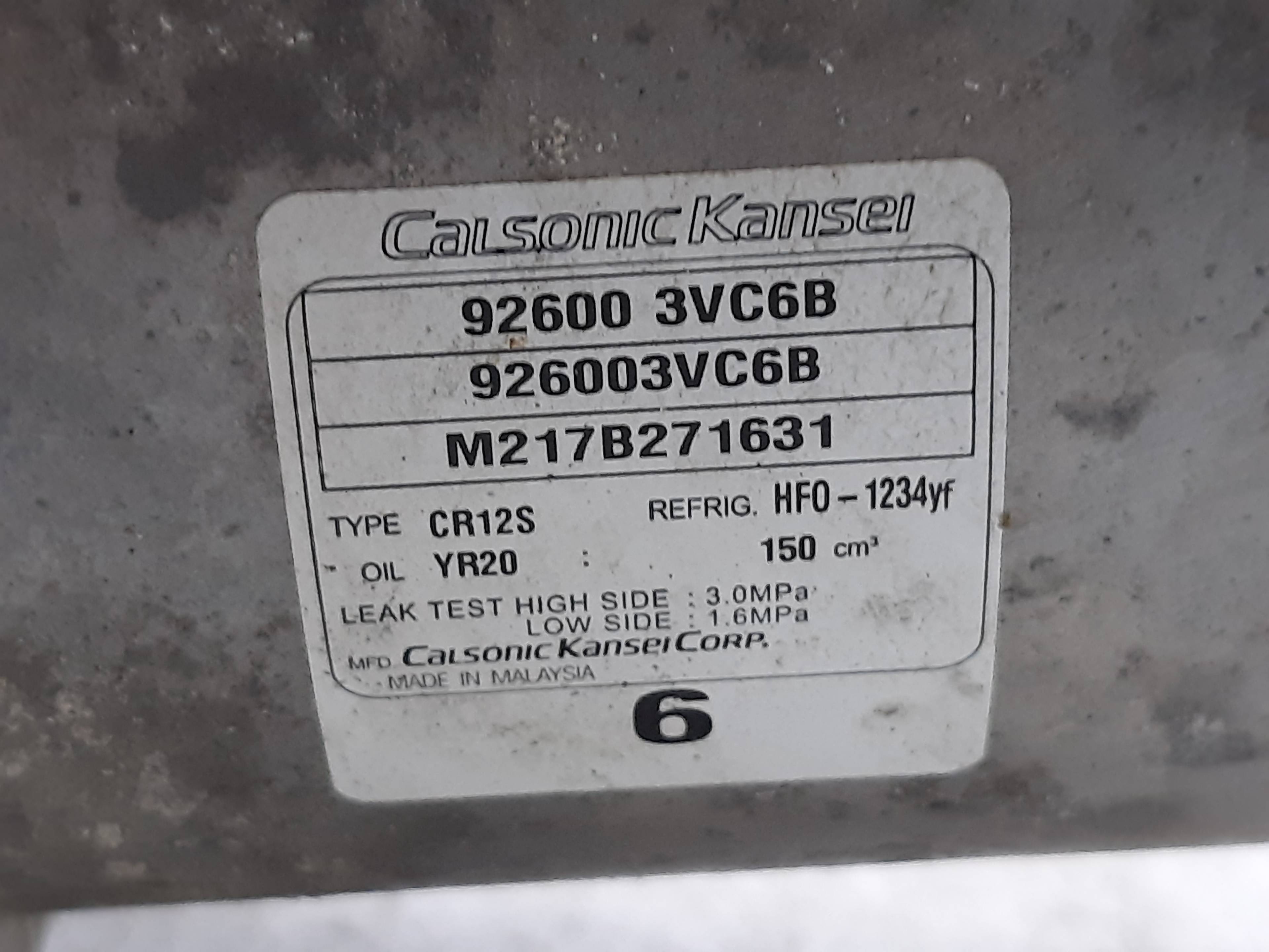 NISSAN Juke YF15 (2010-2020) Air Condition Pump 926003VC6B 22471661