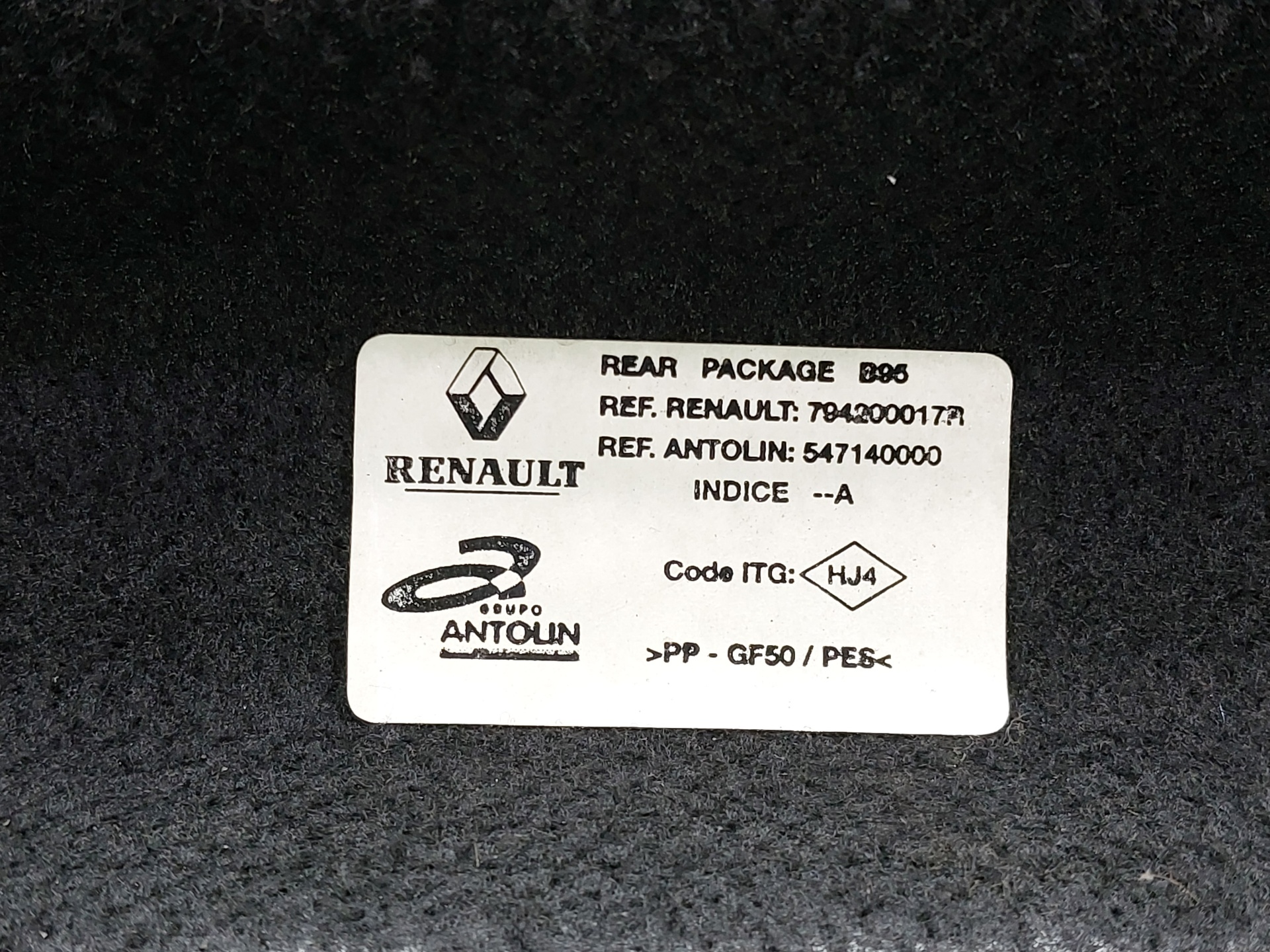 VAUXHALL Megane 3 generation (2008-2020) Полка багажника задняя 794200017R 23247711