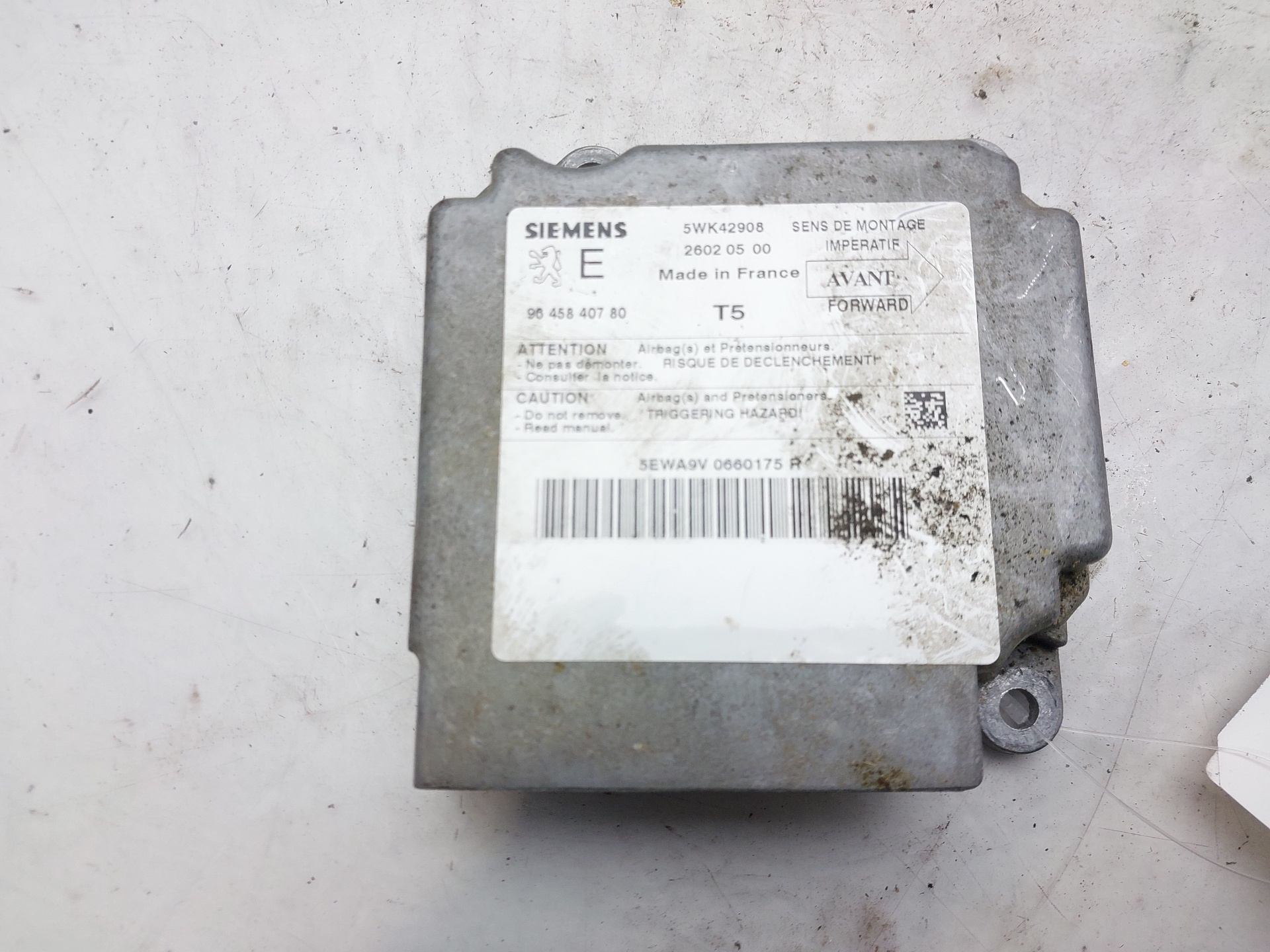 PEUGEOT 307 1 generation (2001-2008) Unitate de control SRS 9645840780 22487472