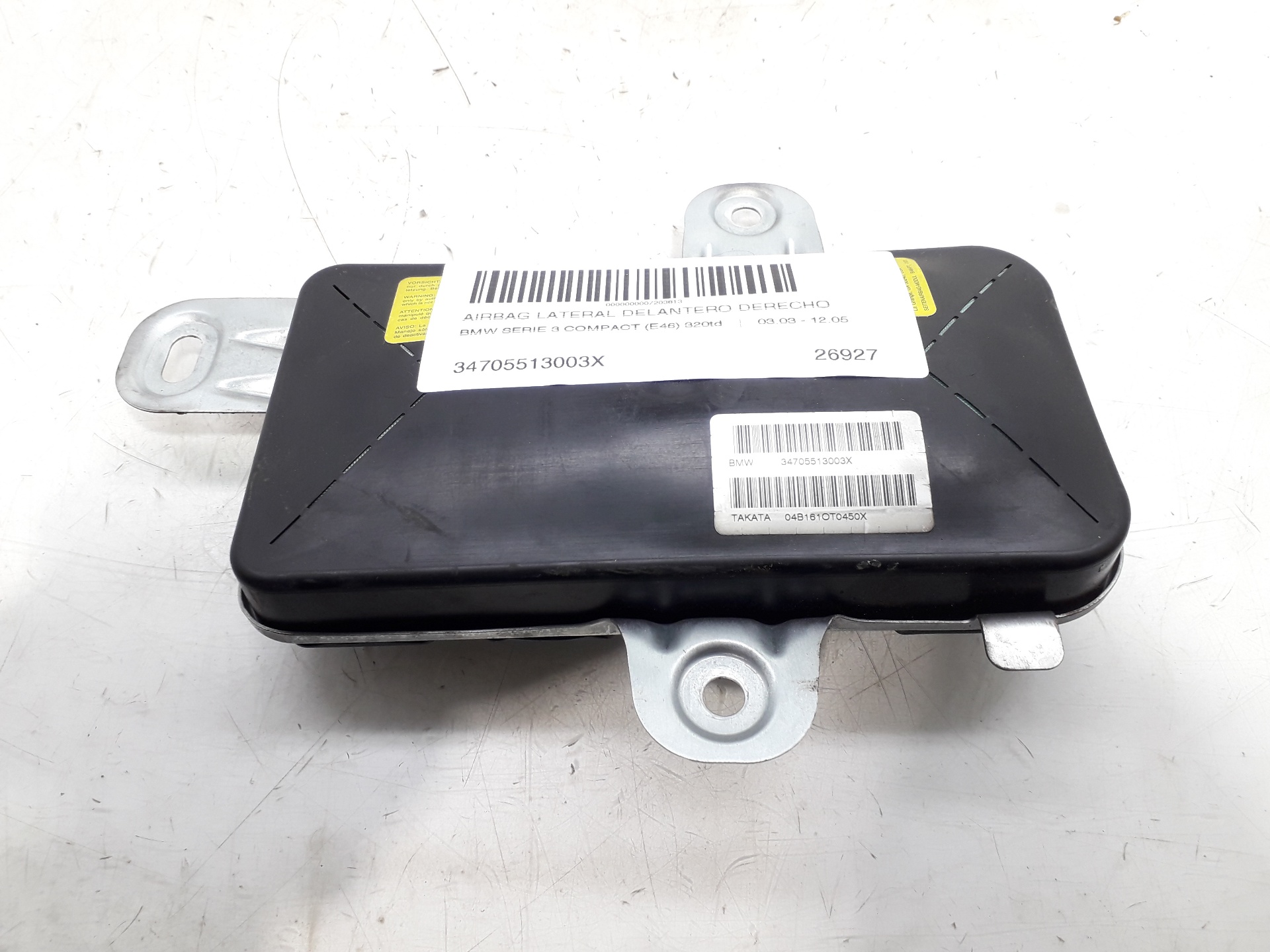 BMW 3 Series E46 (1997-2006) Front Right Door Airbag SRS 34705513003X 24051649
