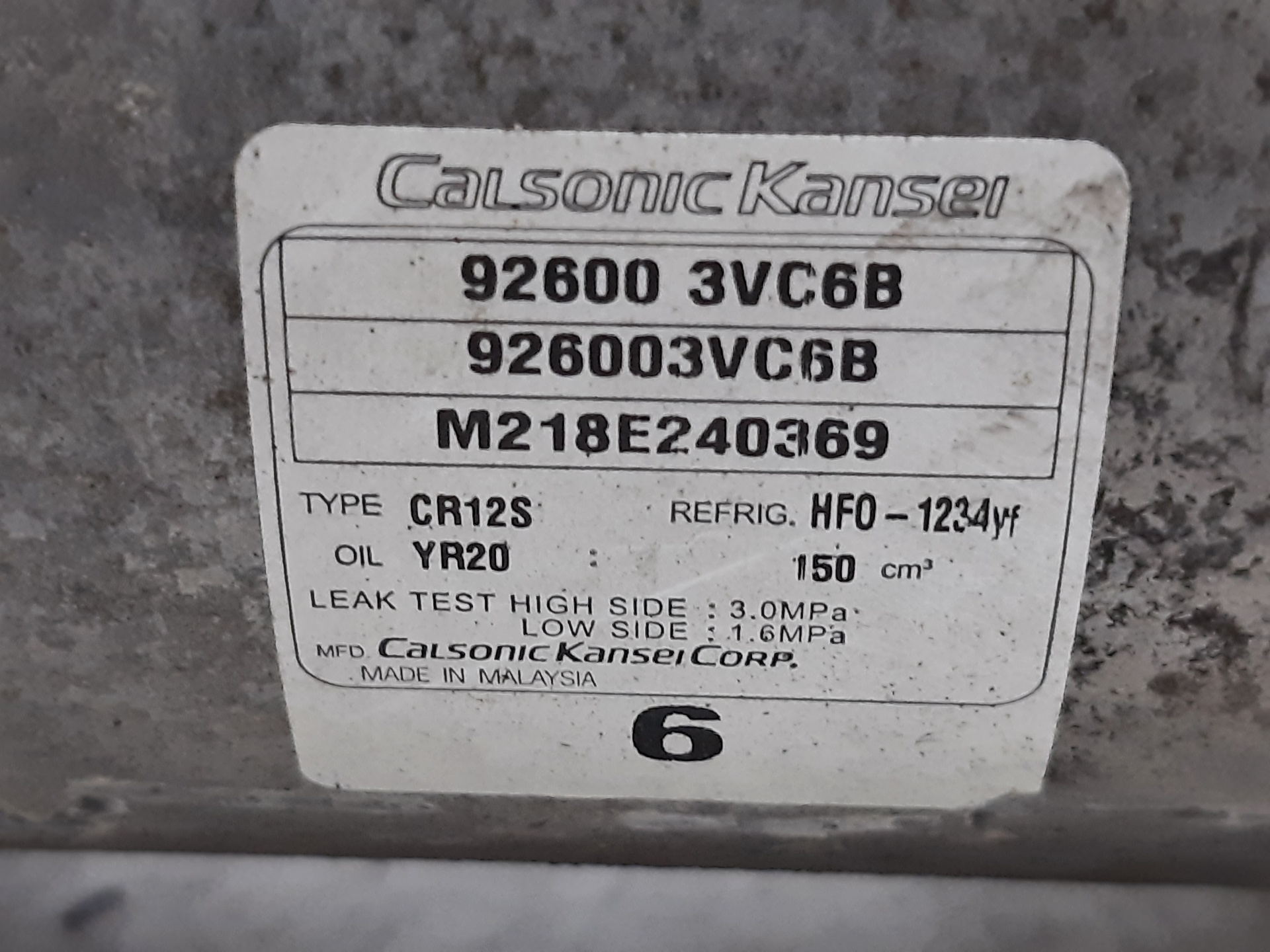 NISSAN Juke YF15 (2010-2020) Air Condition Pump 926003VC6B 22484499