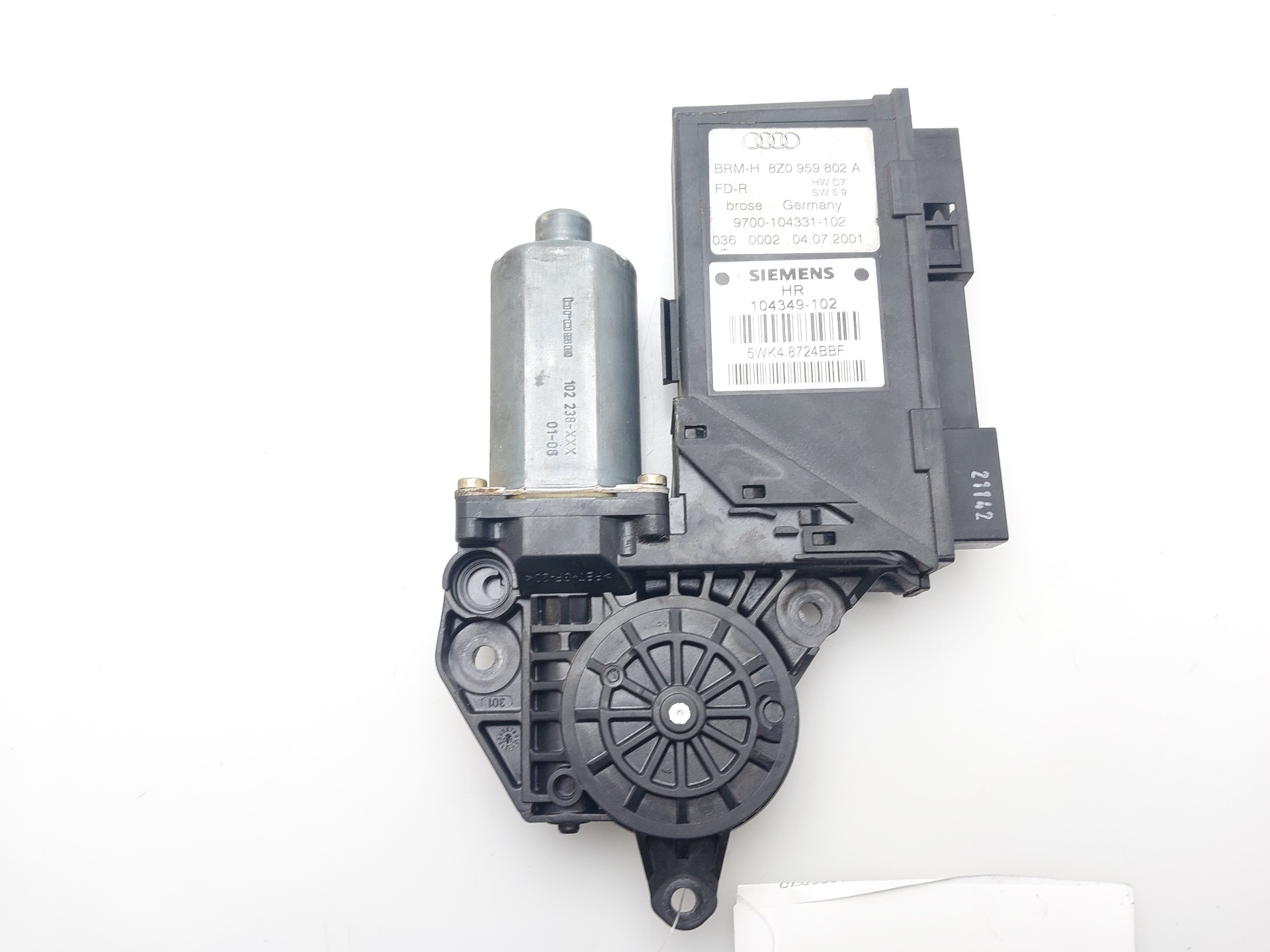 AUDI A2 8Z (1999-2005) Rear Right Door Window Control Motor 8Z0959802A 23722213